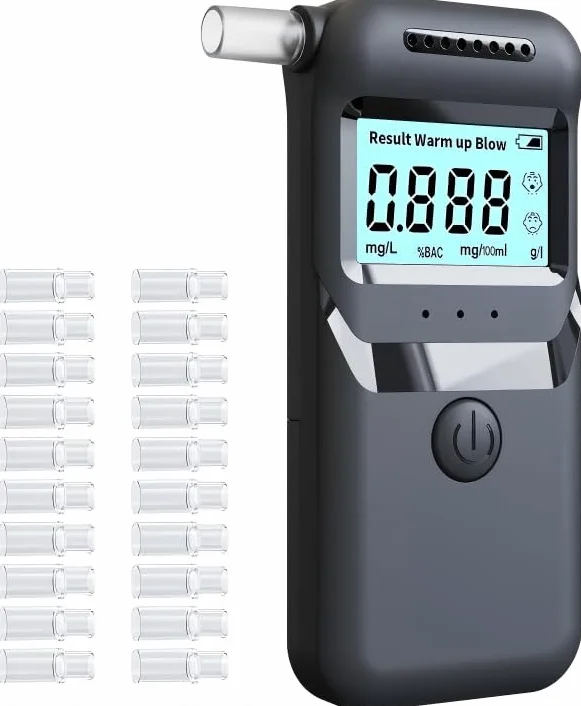 ESPERIA Etilometro Portatile Professionale Alcoltest Certificato Uso Personale Alcoltester Digitale Precisa del Tasso Alcolemico Istruzione in Italiano Incluso 20 pz Bocchini