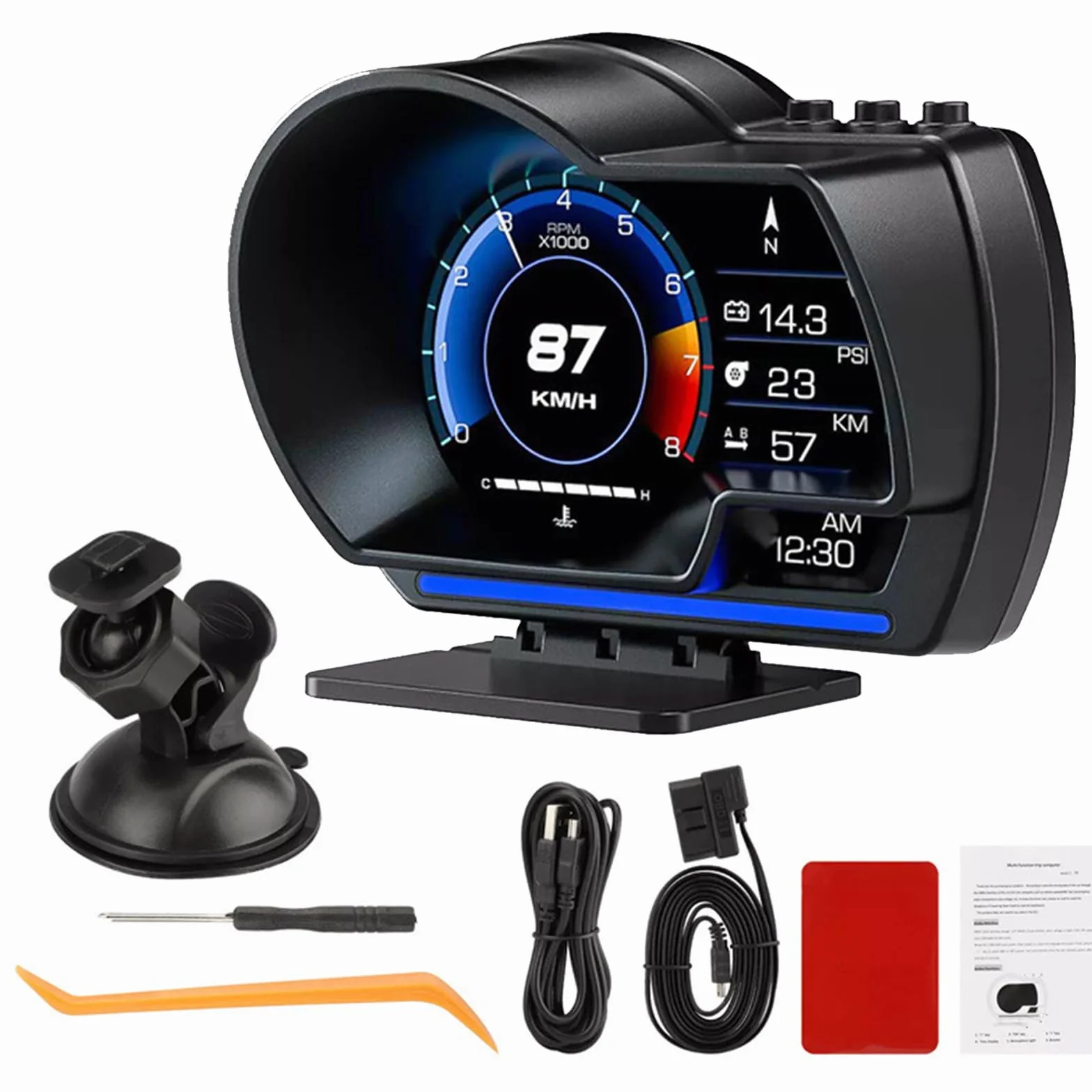 Head Up Display Per Auto, Tachimetro Digitale A Doppio Sistema OBD2+GPS Accessorio Per Auto Display OBD Per Auto Contagiri Strumento LCD Supporta Codici Di Errore Tachimetro Universale