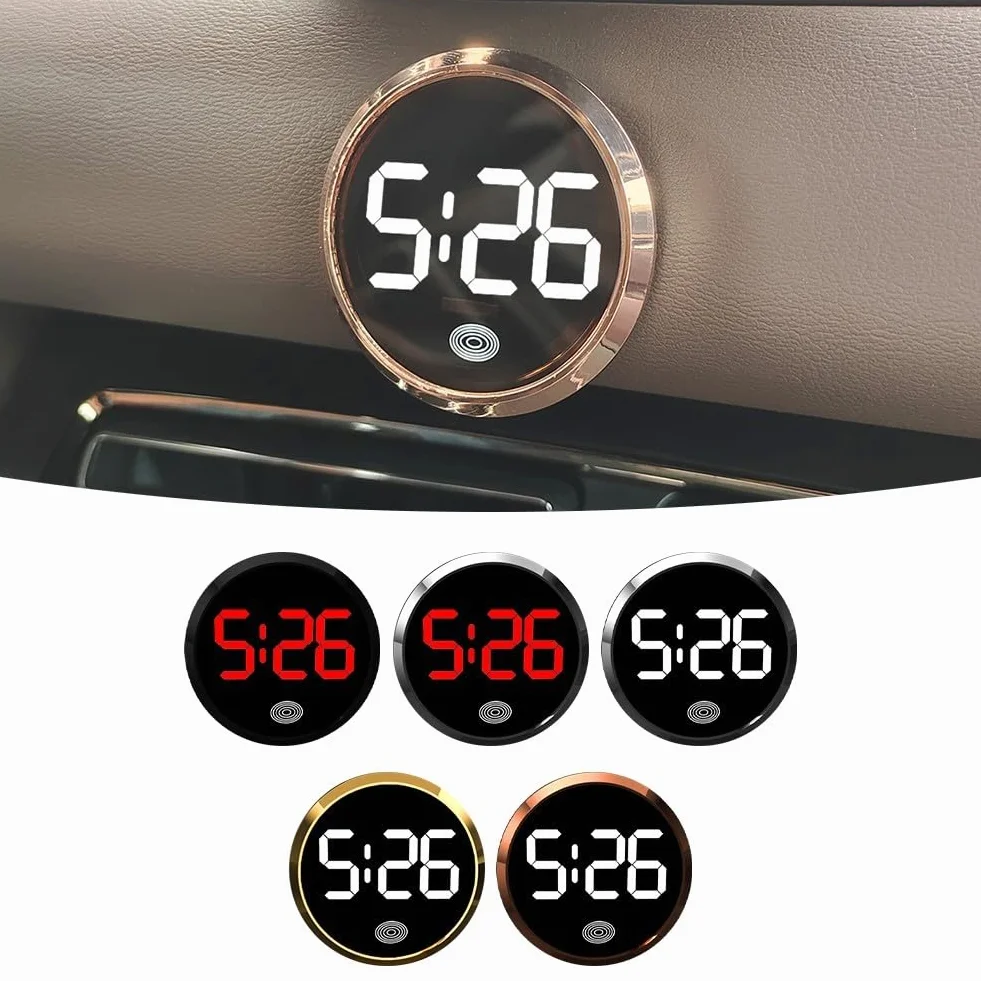Orologio Elettronico Digitale Luminoso a Led per Auto - Forniture per Veicoli con Luce Rossa Argentata