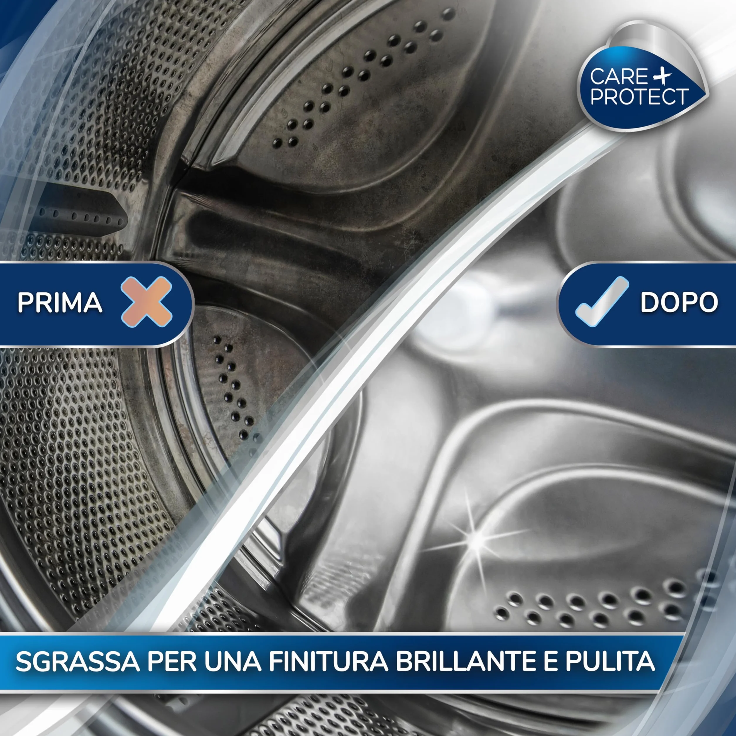 CARE + PROTECT 3 in 1 Anticalcare Sgrassante Igienizzante per Lavastoviglie Lavatrice 6 Bustine