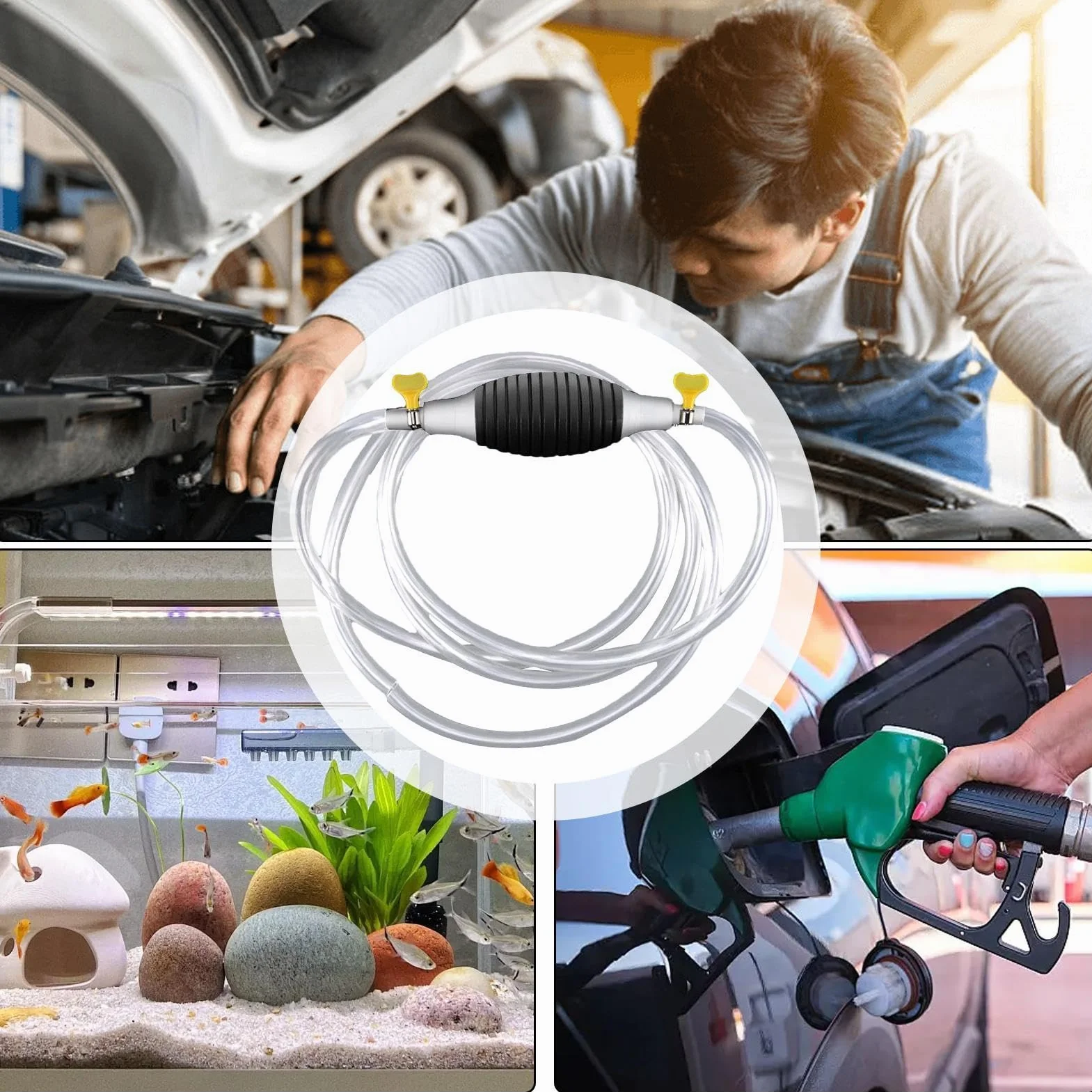 Pompa A Sifone Per Olio – Sifone Manuale Portatile | Pompa Manuale Per Per Liquidi | Kit Tubo Flessibile Multifunzionale | Tubo Di Trasferimento Fluido Per Gas Combustibile Resistente Al Calor