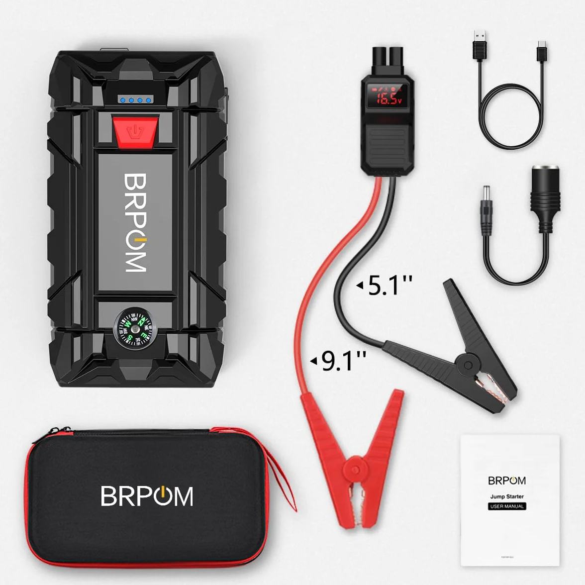 9000A 26800mAh Avviatore Batteria Auto, Avviatore di Emergenza per Auto/Moto, Torcia LED, Porta USB