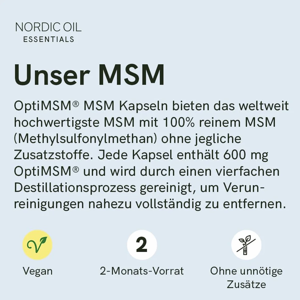 OptiMSM® Capsule 120 szt. 600 mg na stawów i regenerację Nordic Oil