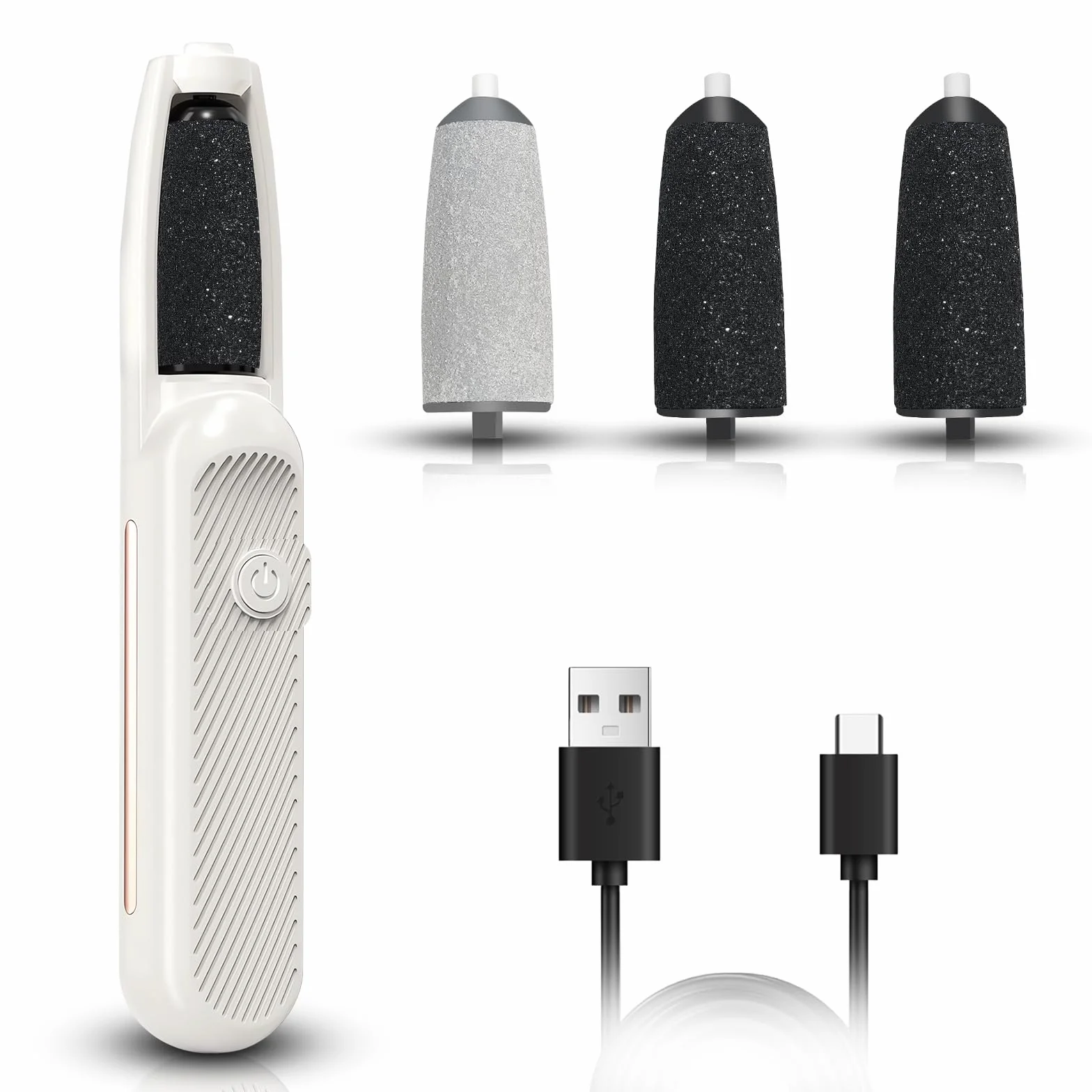 Set Professionale Pedicure Elettrico Ricaricabile Portatile con 3 Rulli Ricambio e 3 Velocità per Rimozione Calli Piedi