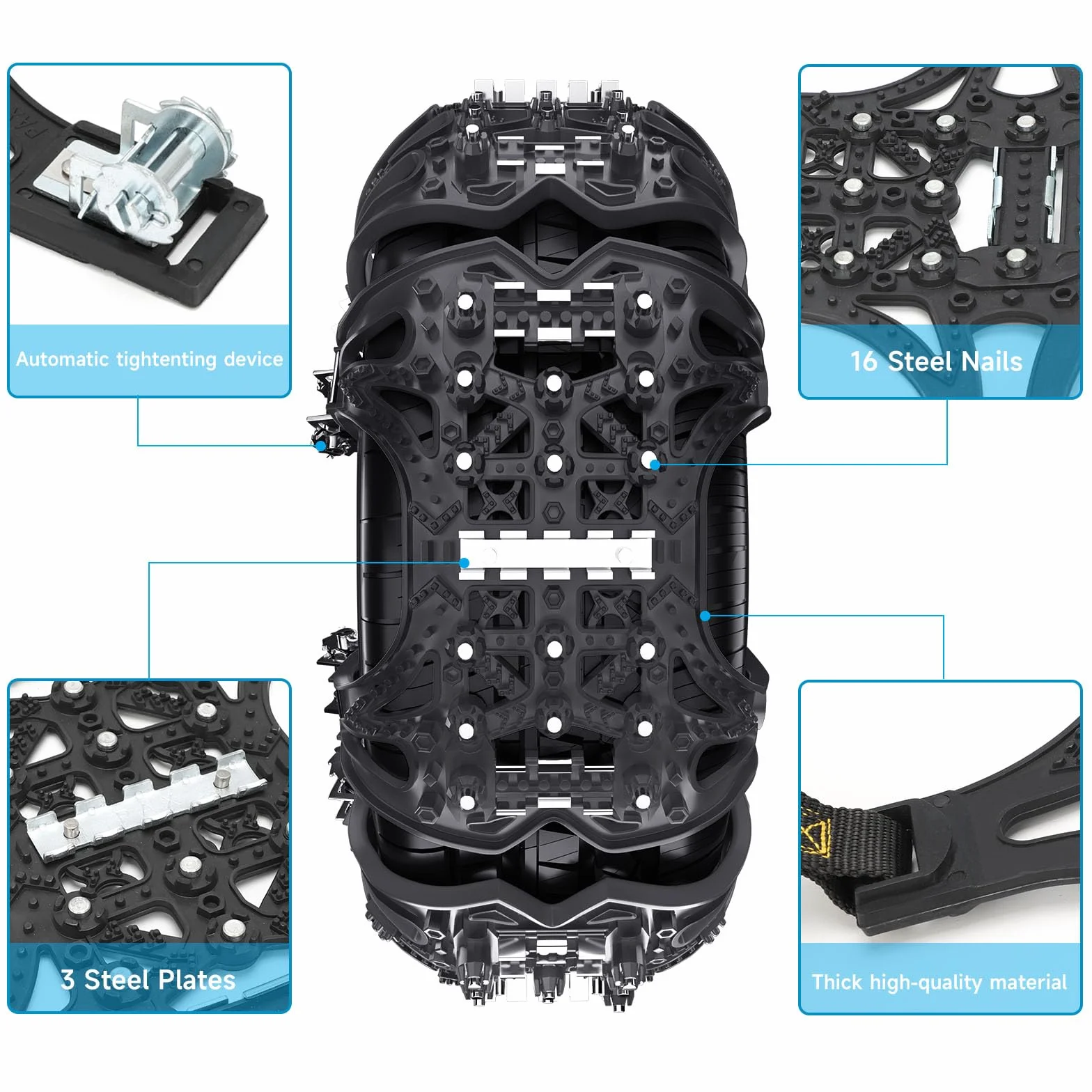 FethFire Catene da Neve Universali,6 Pezzi Catene Neve Auto per Auto SUV con Larghezza Pneumatici 165-285 mm