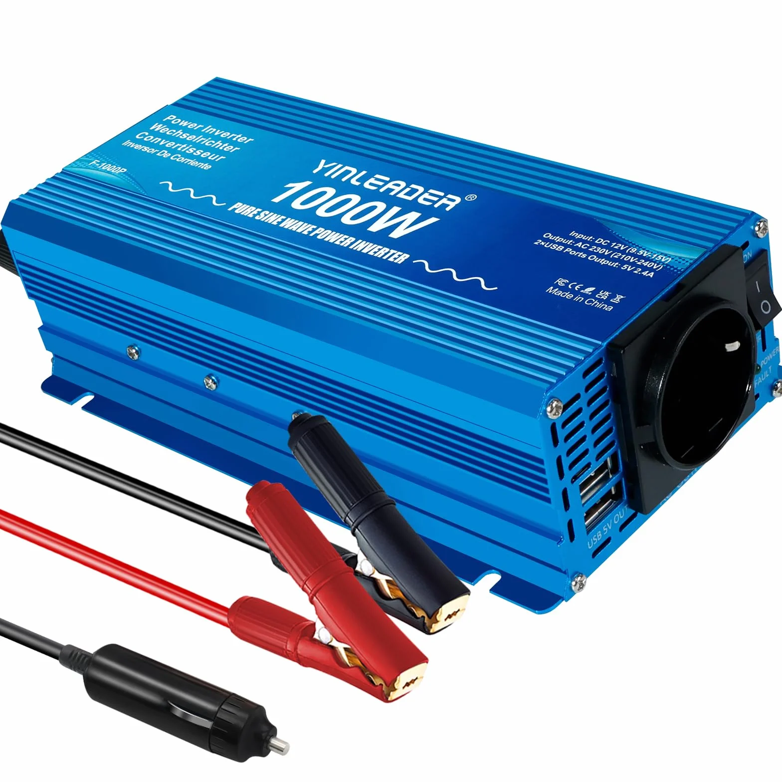 Yinleader 1000W 12V 230V Inverter a Onda Sinusoidale Pura per Camper