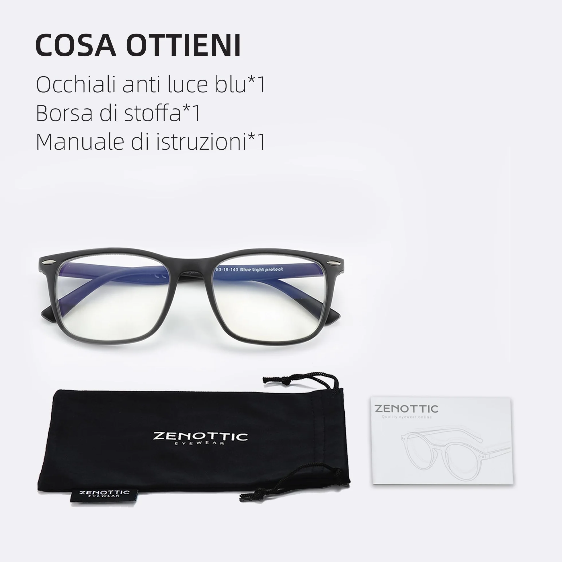 ZENOTTIC Occhiali Anti Luce Blu da Lettura Lenti Quadrate per Computer Uomo Donna