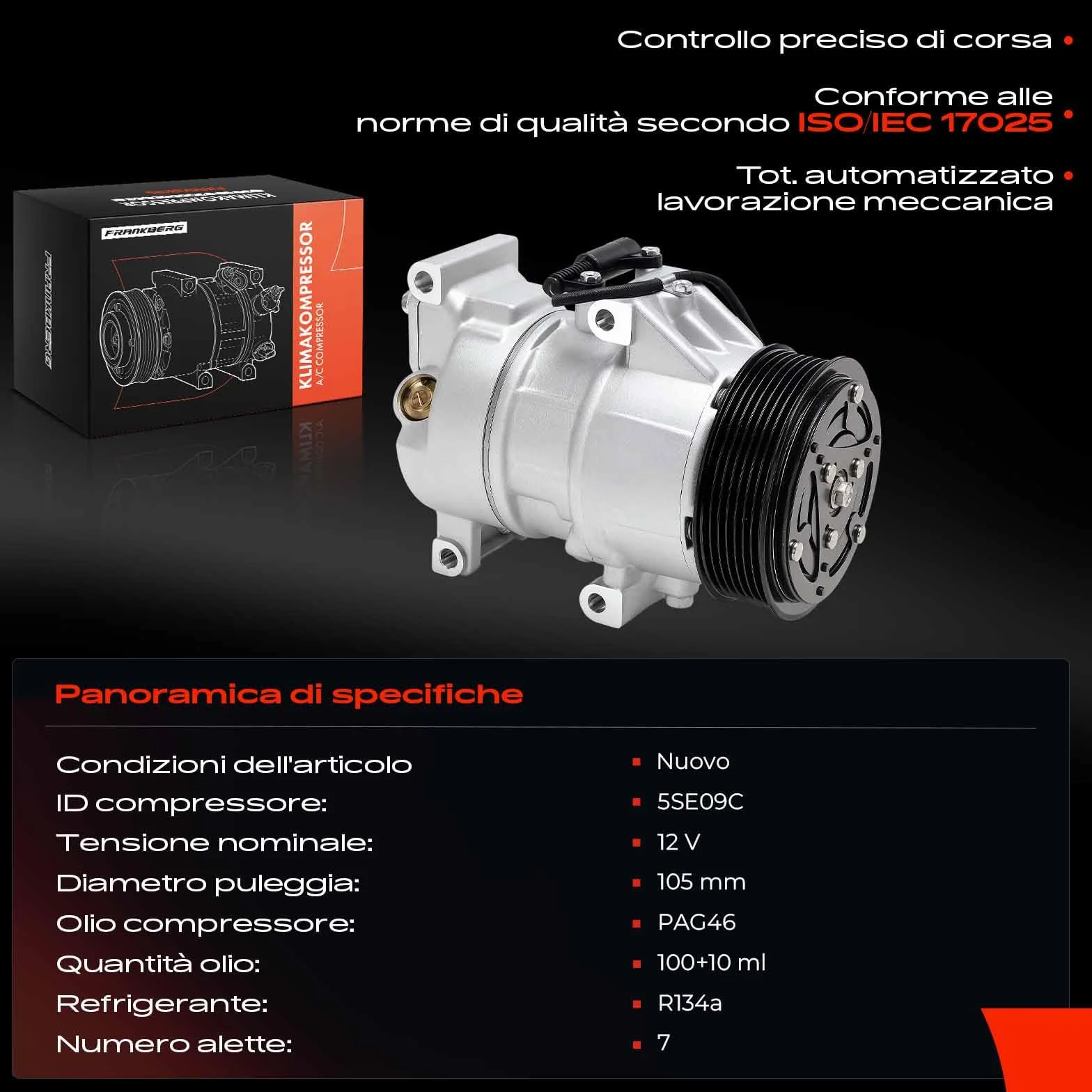 Frankberg Compressore Aria Condizionata Compatibile con Mini R50 R53 One D 1.4L 2003-2006