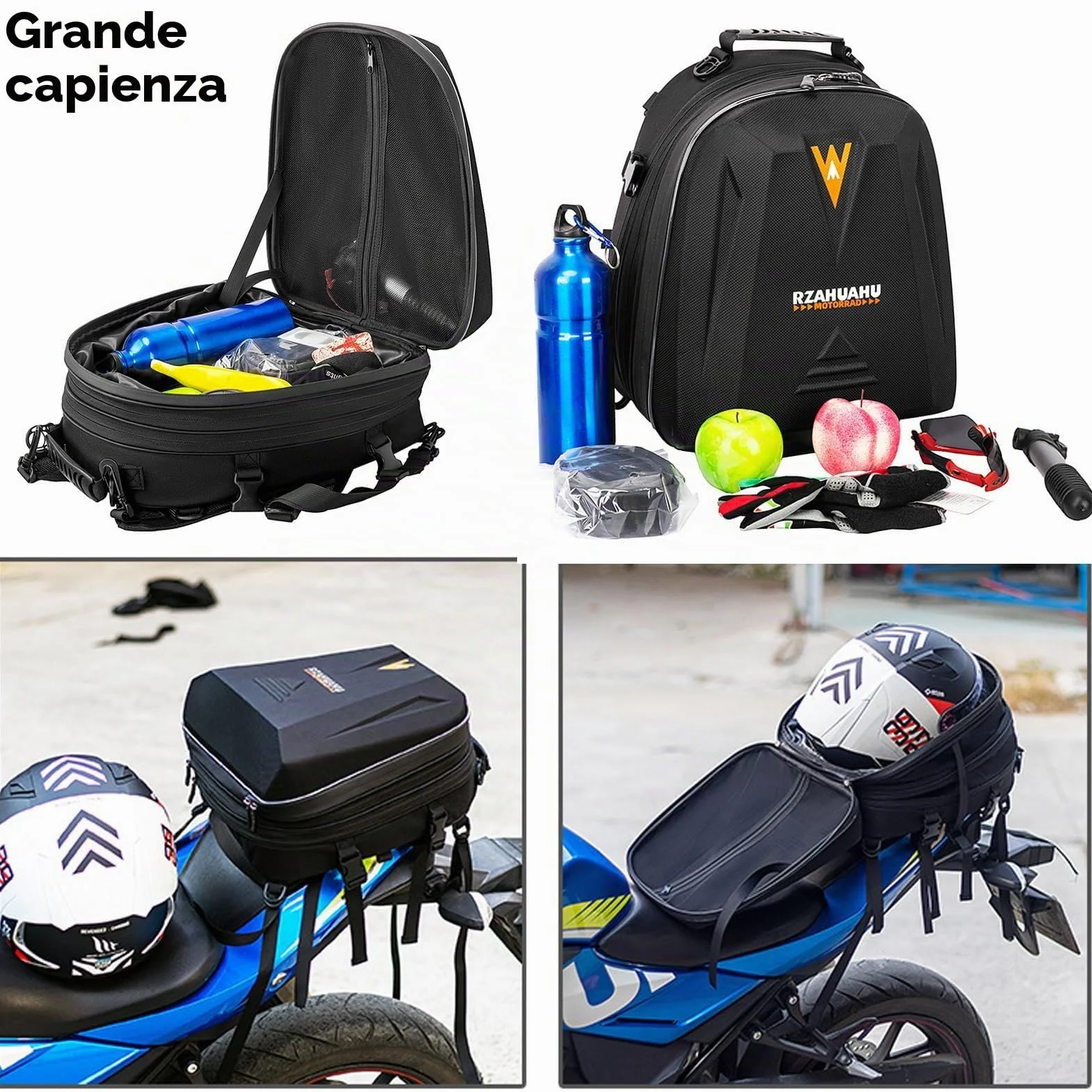 UBORSE Borsa Posteriore Moto Impermeabile 20L-28L Espandibile Nero