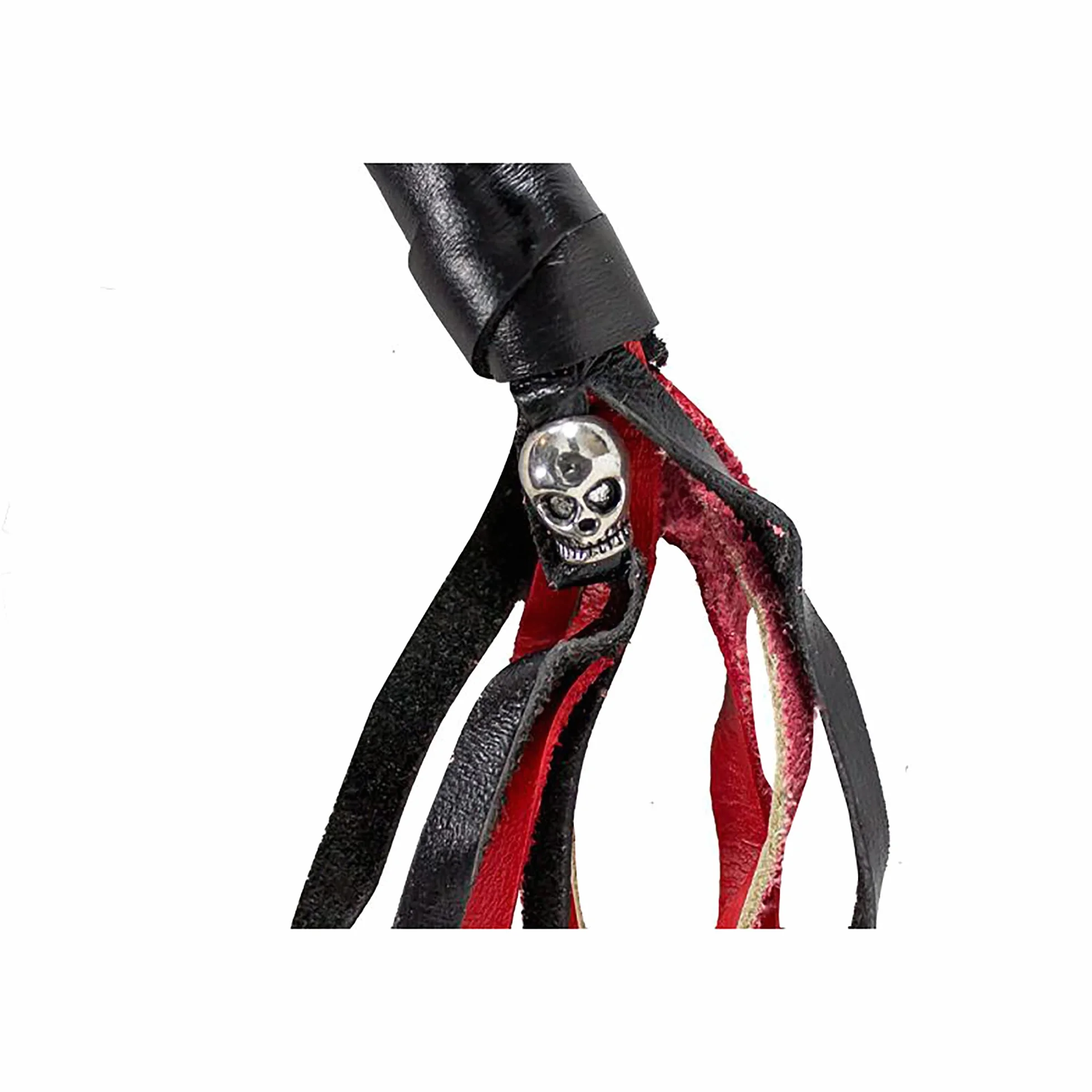Dream Apparel 42" Leather Motorcycle Get Back Whip Fringed Biker Handlebar Whip Black Red