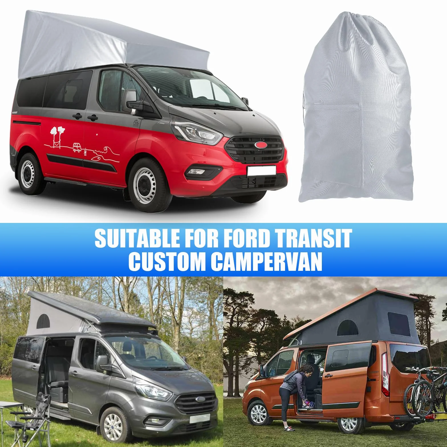 Protezione del Tetto Sollevabile Sostituzione per Ford Transit Custom, Tenda da Tetto per Camper con Protezione dalle Intemperie per Tetto a Scomparsa, Non Adatto per Tetti Ristrutturati