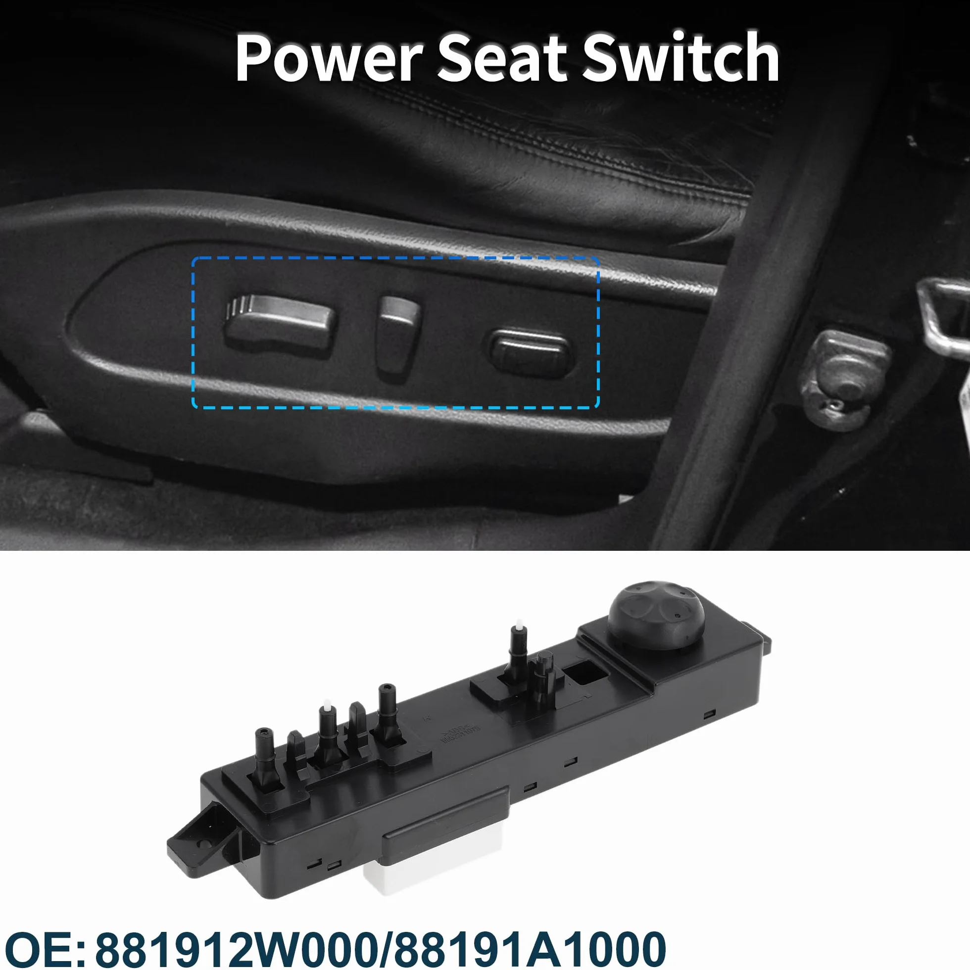 Interruttore Sedile Elettrico 881912W000 88191A1000 per Hyundai Santa Fe 2012-2015 Nero