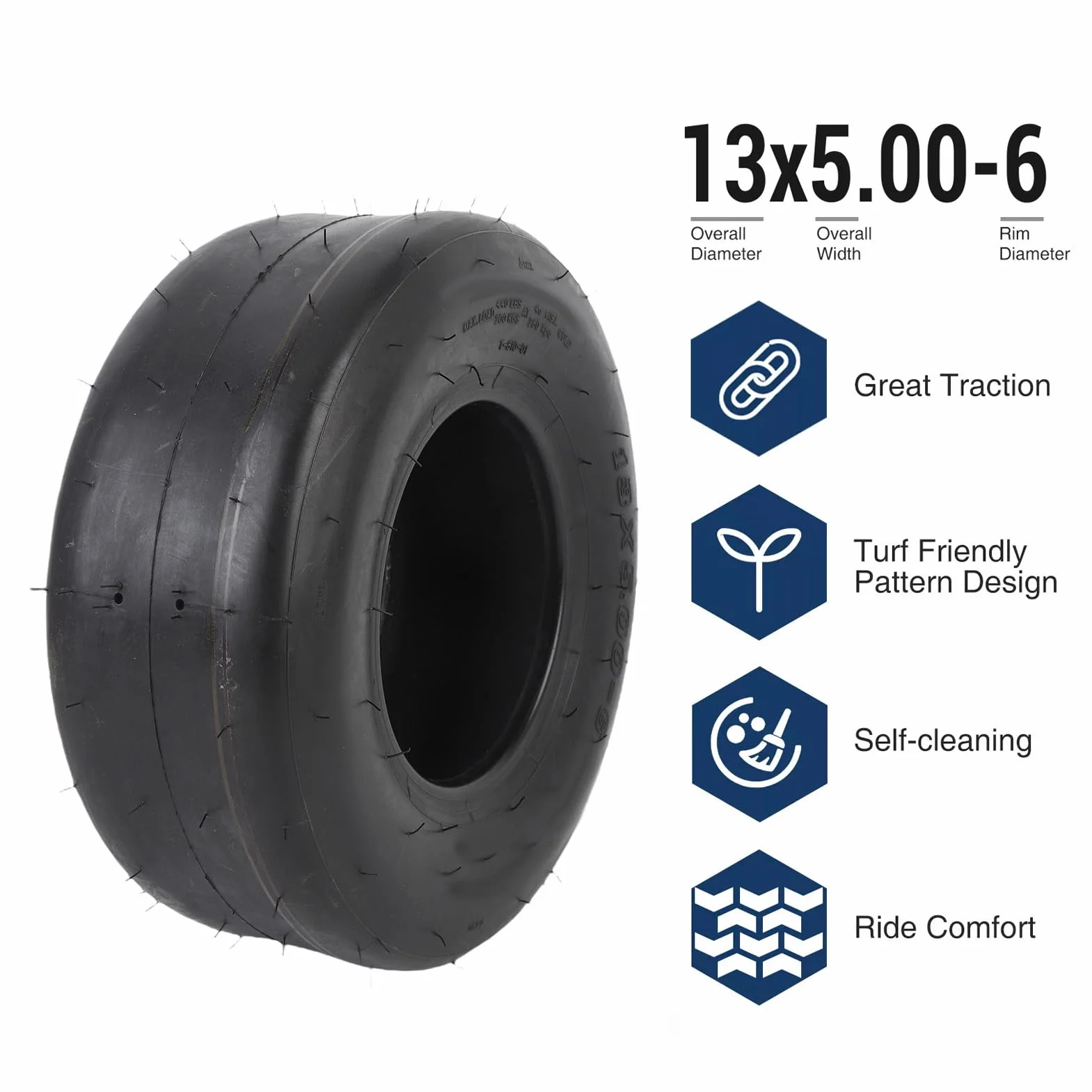 Tractor Pneumatico 13x5,00-6 Tubeless 6 Pollici 4 Strati Battistrada Liscia