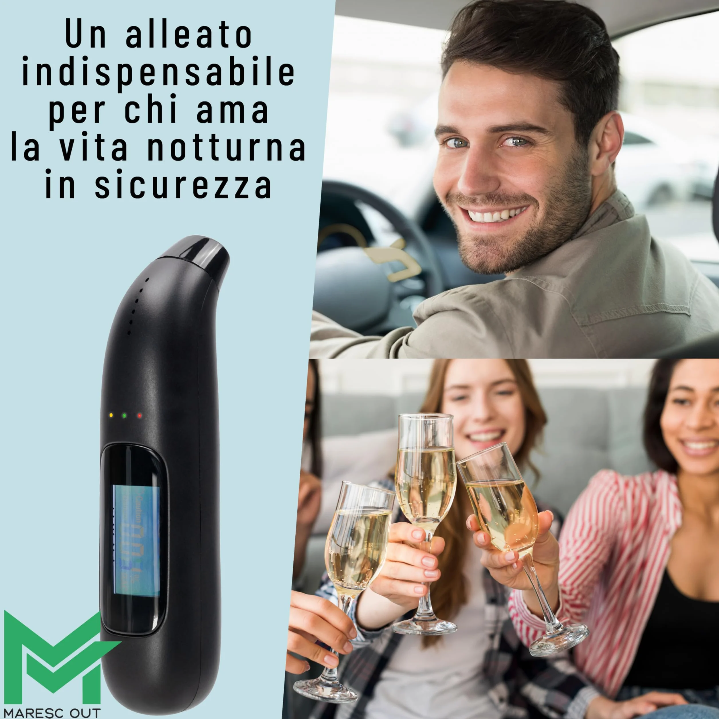 Etilometro Digitale Portatile Display LCD Alcol Test Misurazione Precisa Compatto Senza Boccagli