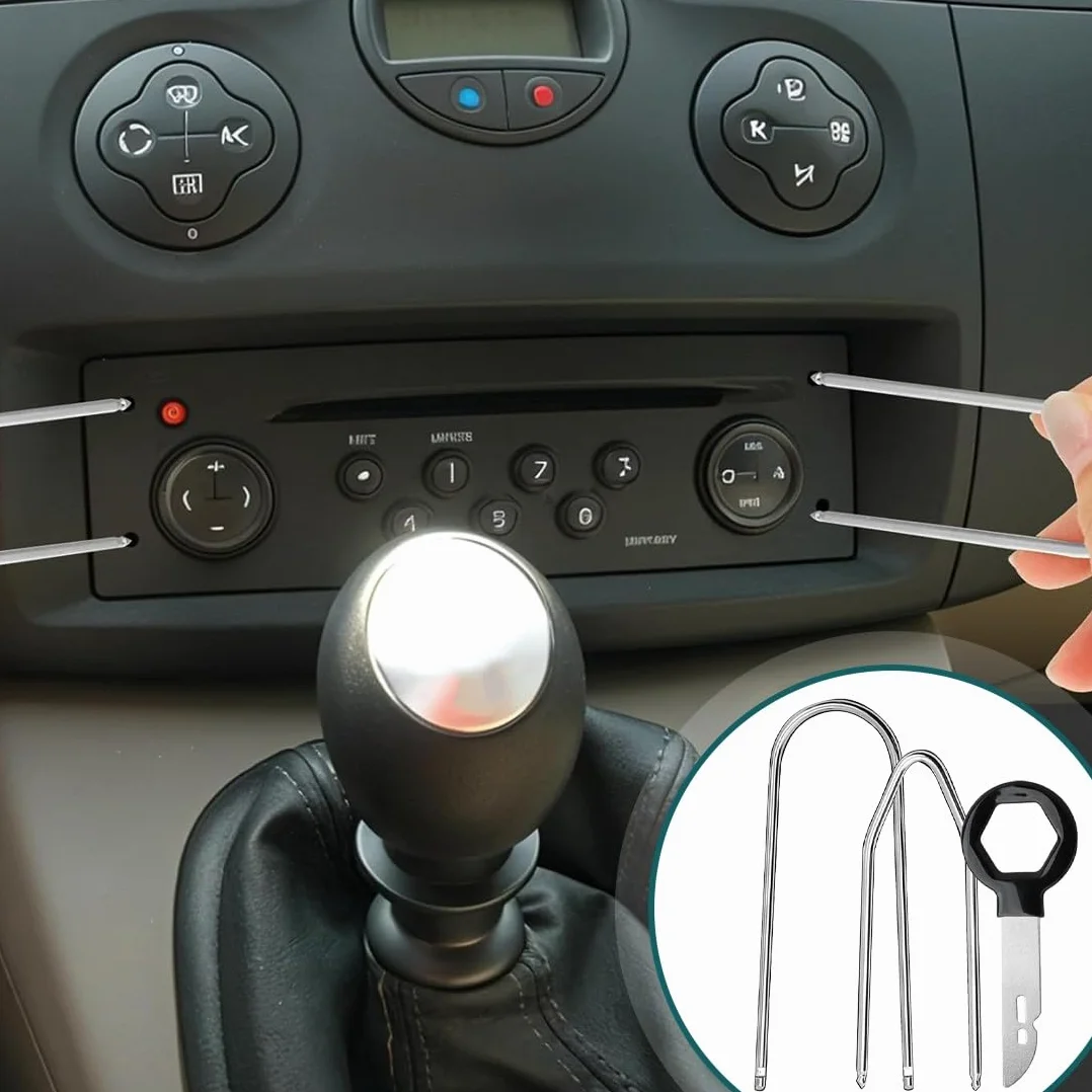 Kit Smontaggio Autoradio Acciaio Inossidabile 6 Pezzi, Strumento di Rimozione Autoradio