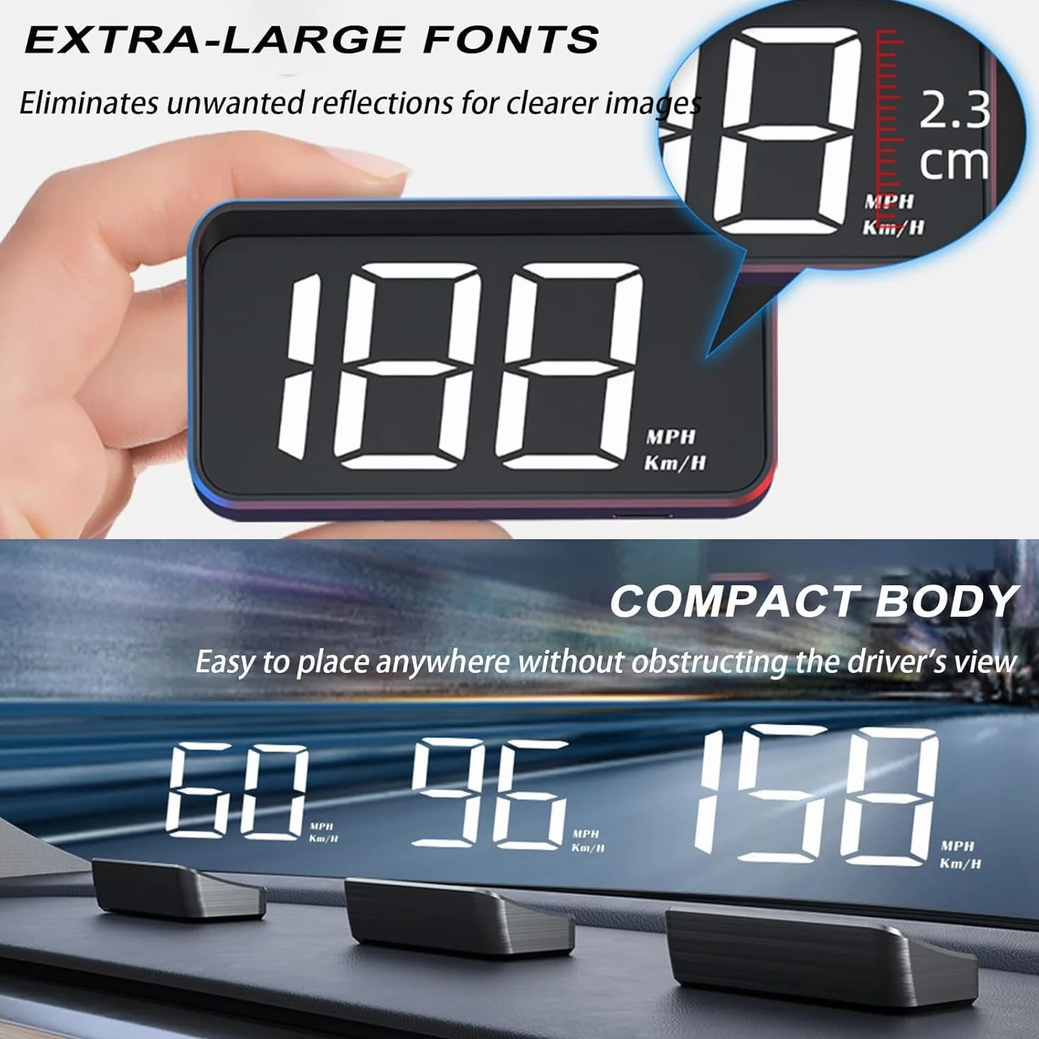 HUD Display velocità per Auto per Mini Cooper SE Convertible John Cooper Works Electric, Display Digitale velocità HUD Head-Up Display Tachimetro Digitale Head-Up Display,White