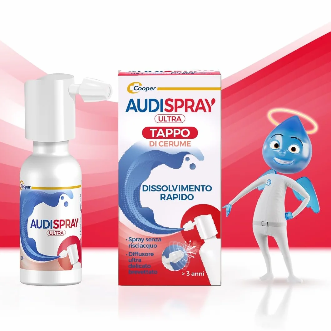 Audispray Ultra Spray Dissolvere Tappi Cerume Soluzione Senza Risciacquo Doppia Azione 20 ml