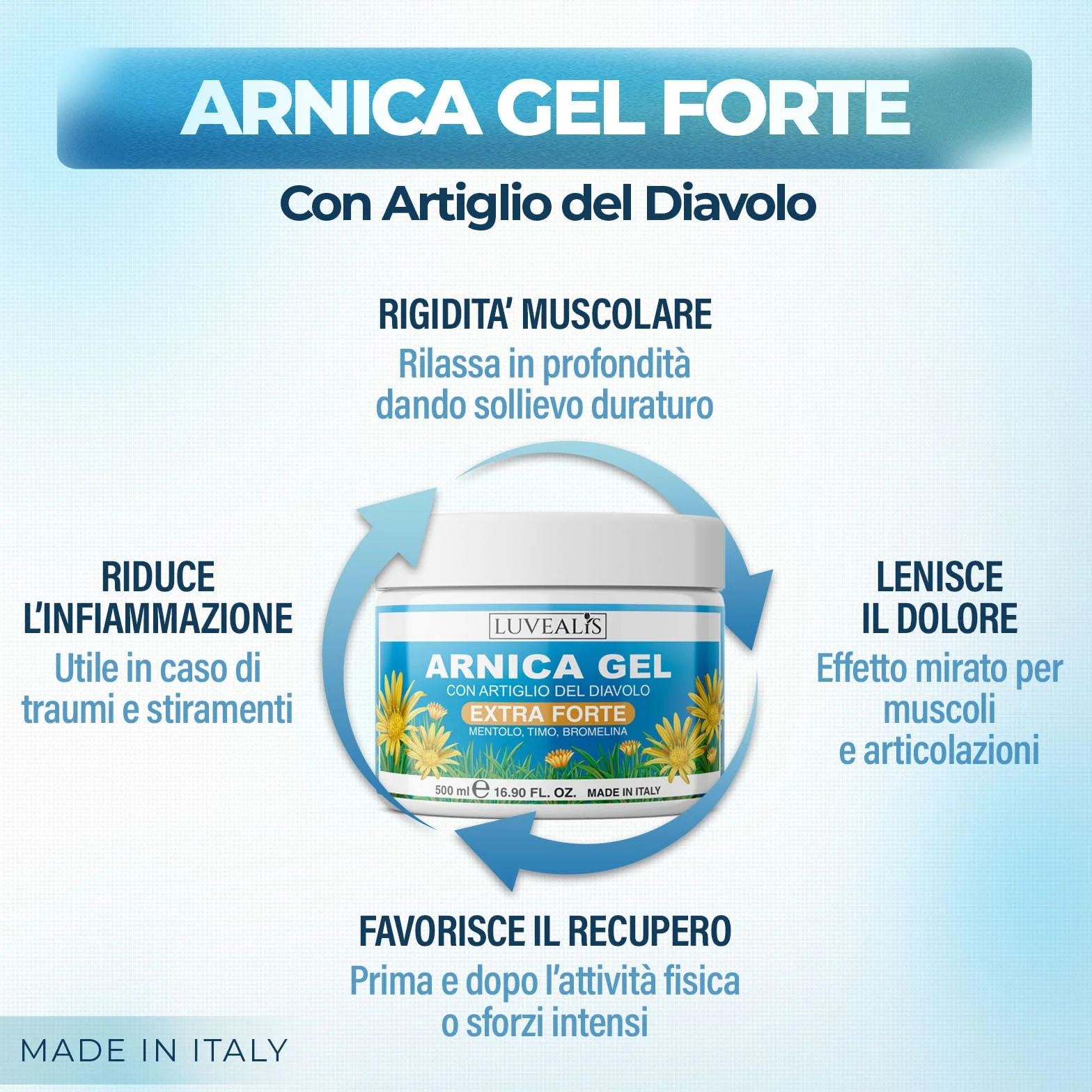 Arnica Gel Forte 500ml Extra Forte per Massaggi Muscoli e Articolazioni