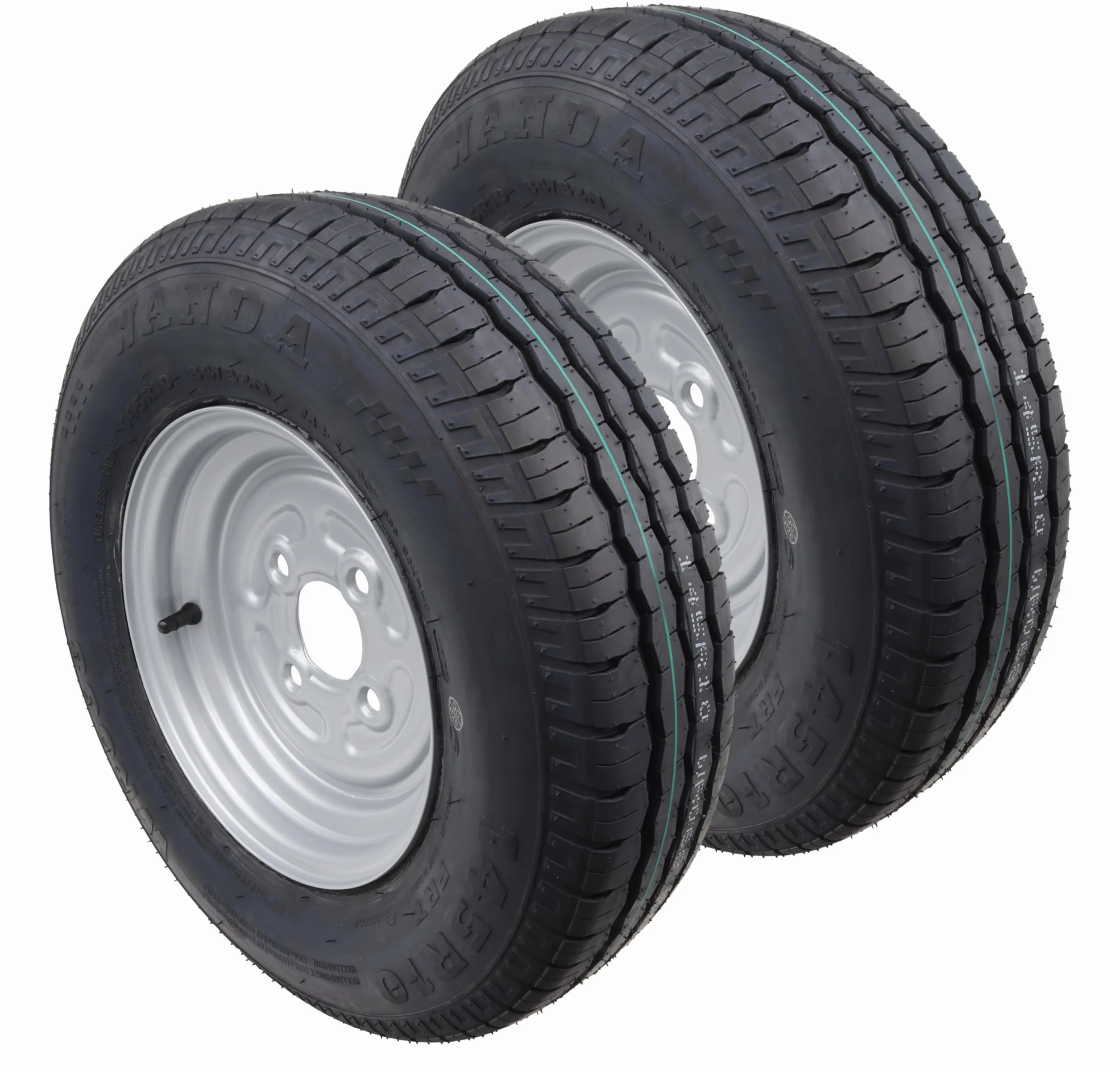 Ruota 145/80R10 per Rimorchio Ruota Completa 145R10, 145/10 LK 100x4 Cerchio 3,50x10 145 10 (2x)
