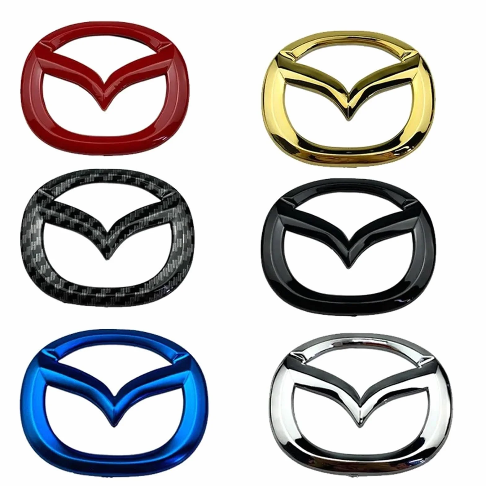 Misura for Mazda CX6 CX9 CX7 RX7 MX5 CX5 CX3 Protege Distintivo Interno Decalcomanie Decorazione ABS Auto Volante Emblema Adesivi Copertura(Silver)