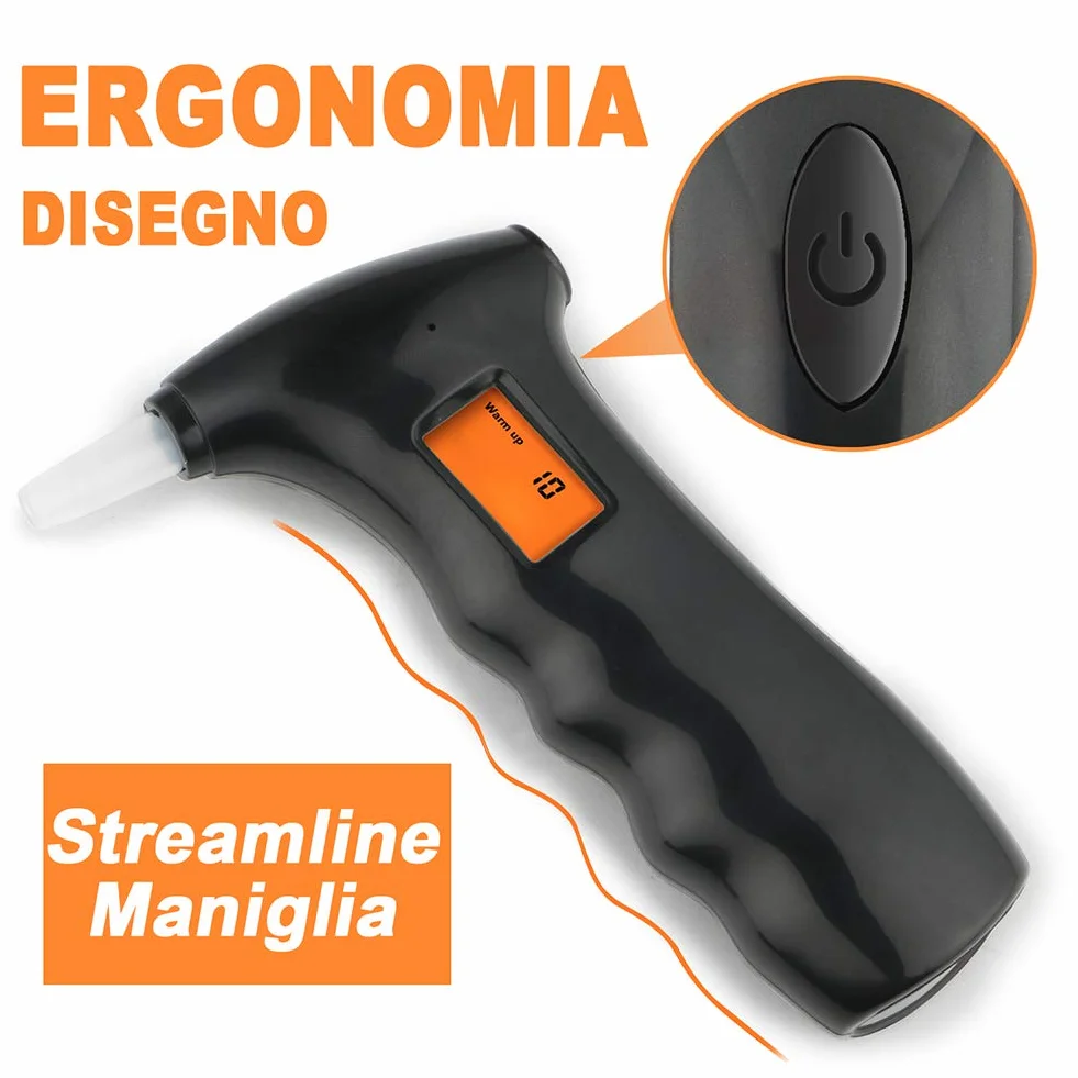 Etilometro Portatile, Alcol Test Portatile Digitale Professionale con Display a LED Incluso 10 ugelli, Nero (Alcool Test Portatile)