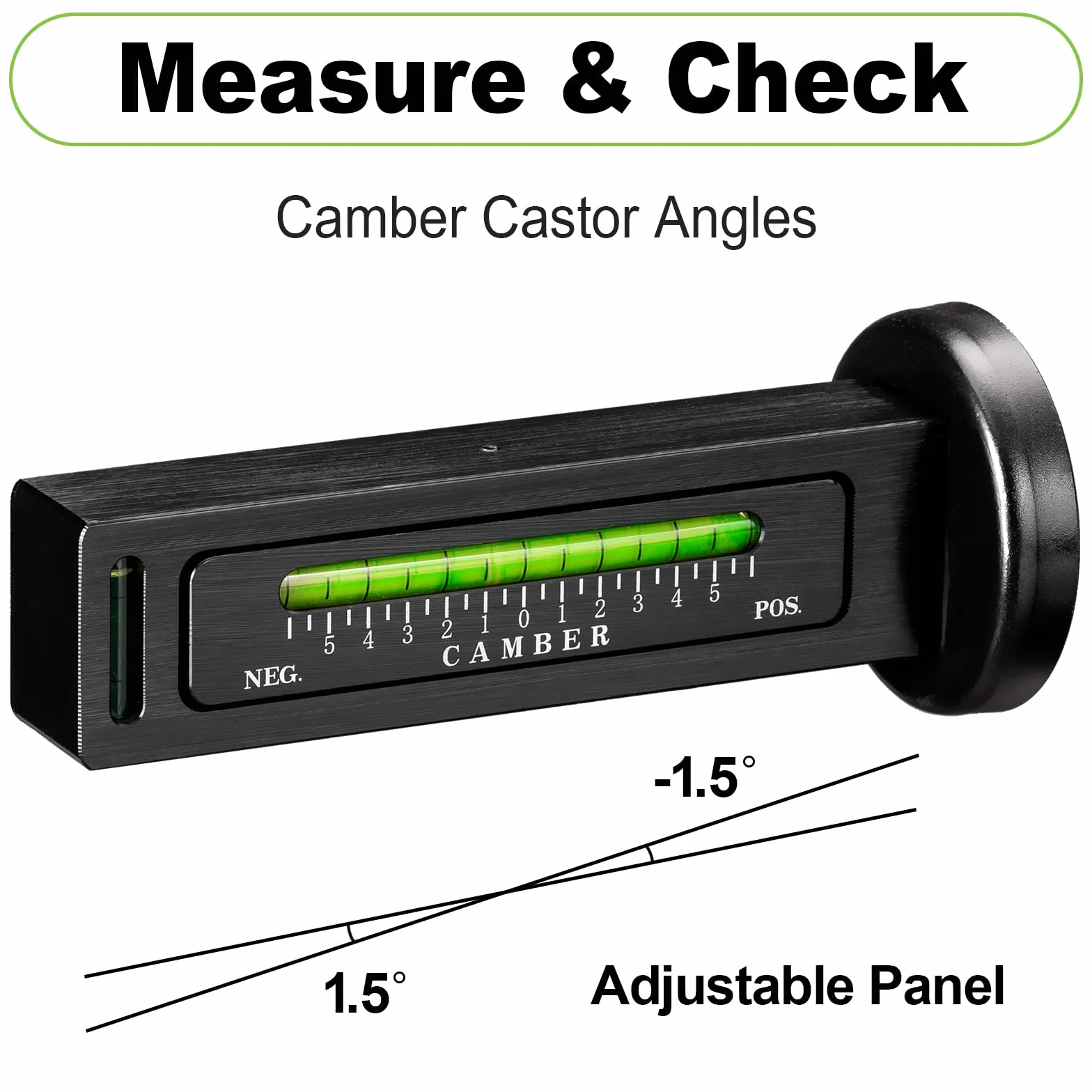 Toolwiz Calibro Magnetico Regolabile Nero per Allineamento Ruote Auto Camber Strumento