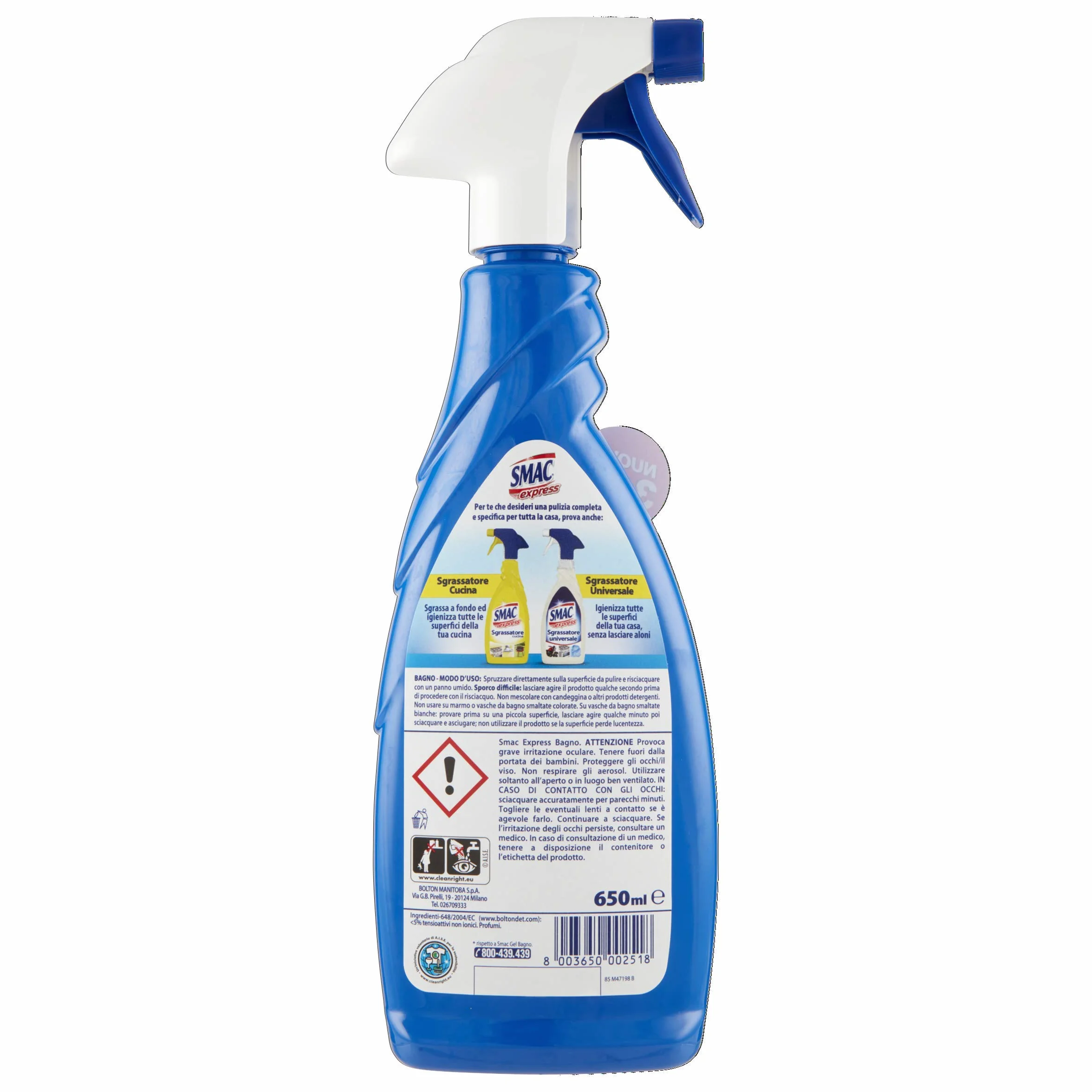 Smac Express Bagno Igienizzante Detergente Spray Multisuperficie Anticalcare 650 ml