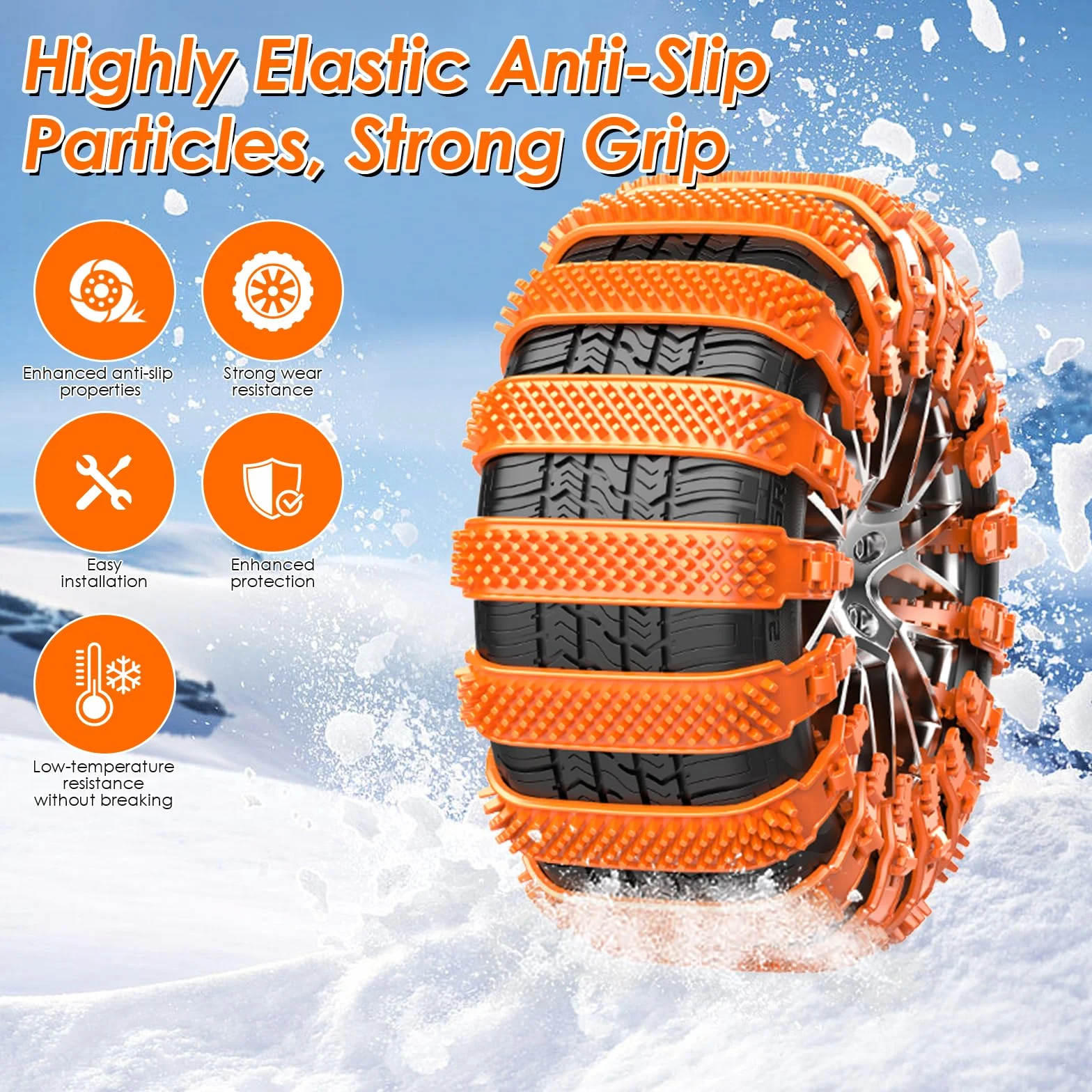 Catene da neve automatiche universali Oziral - Tipo a sgancio rapido per pneumatici 165-255 - 10 pezzi antiscivolo di emergenza per auto, SUV, camion