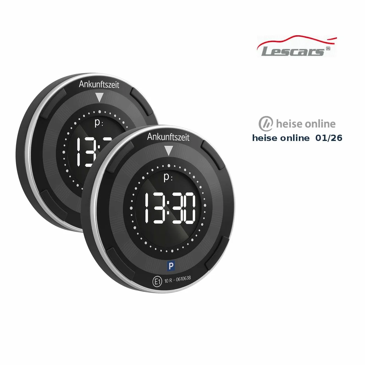 Lescars Disco Orario Compatto Set da 2 Pezzi e-Park Discs Omologazione ECE Sensore di Vibrazione