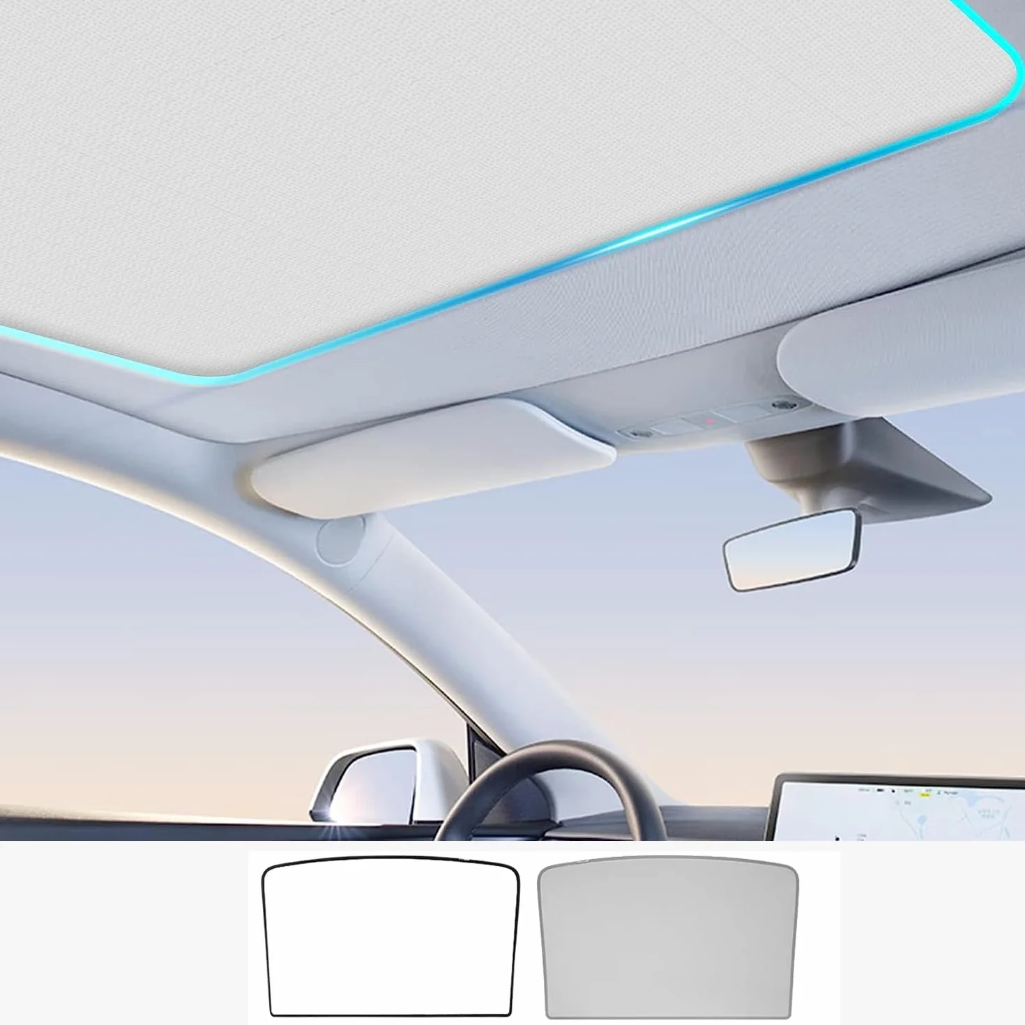 TOPABYTE Tetto Parasole per Tesla Model 3 2021-2023, Tetto Apribile in Vetro Isolamento Finestra Protezione UV e Calore, Tetto Parasole a Doppio Strato Beige (Prodotto da US/DE)