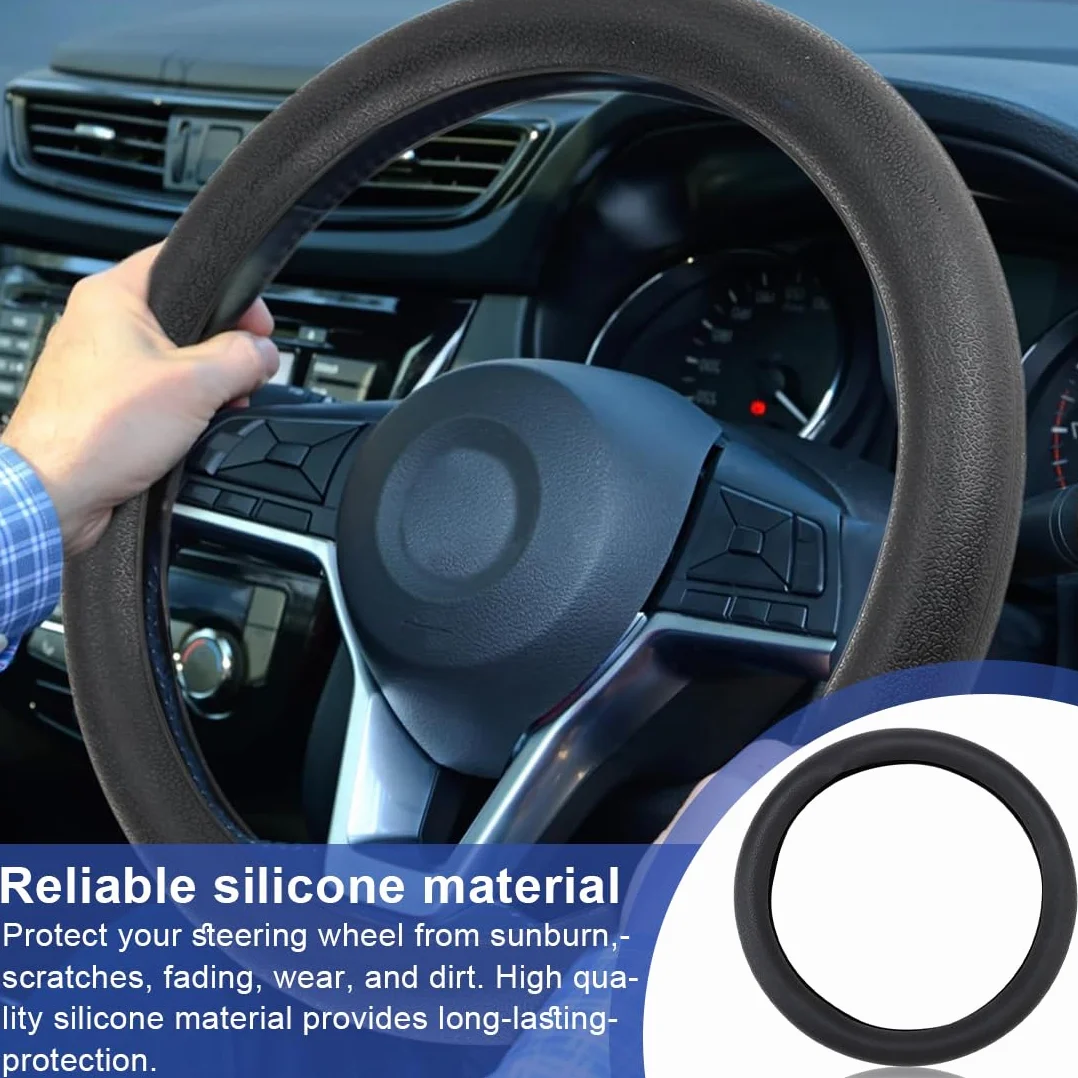 XPEX Coprivolante per auto in silicone 34-40CM Coprivolante per auto in silicone, protegge e riduce l'attrito tra le dita e il volante, volante antiscivolo