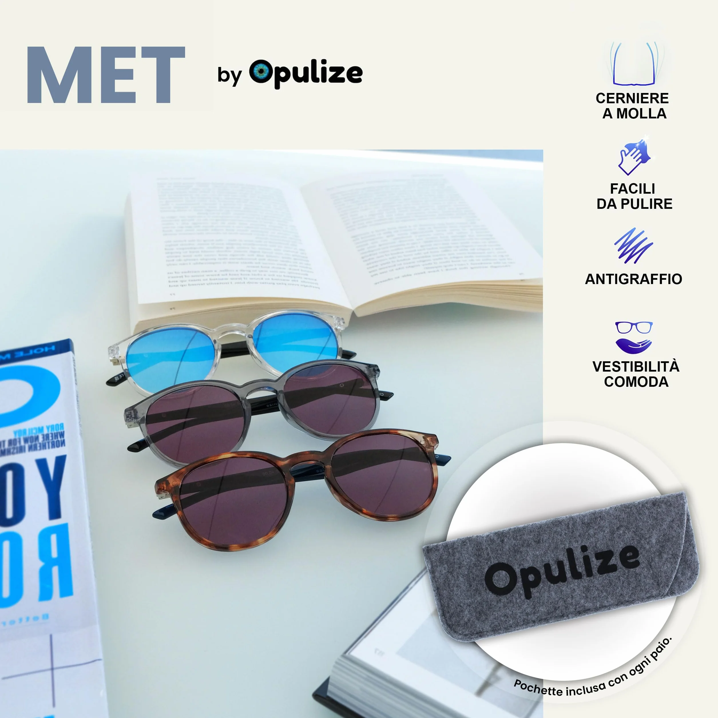OPULIZE Okulary do czytania UV400 +1,50 Marrone Tartaruga Blu