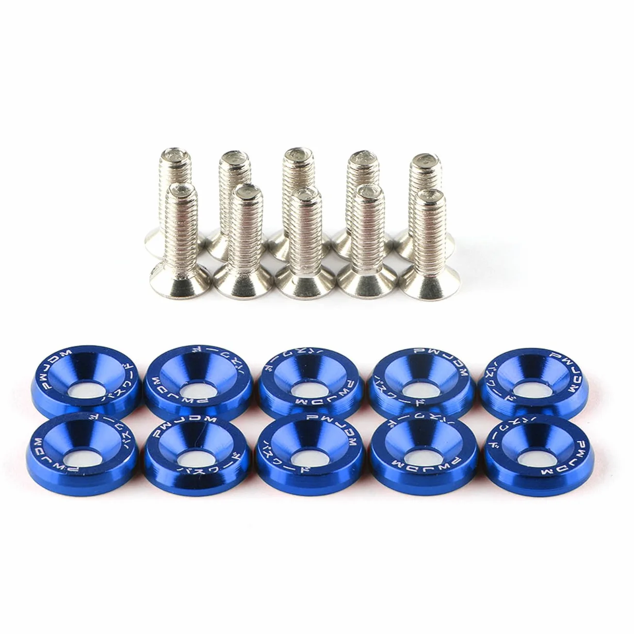 Wambere 10 dischi universali M6 x 20 mm, per auto, in alluminio, per paraurti, rondella per parafango, per auto, colore blu