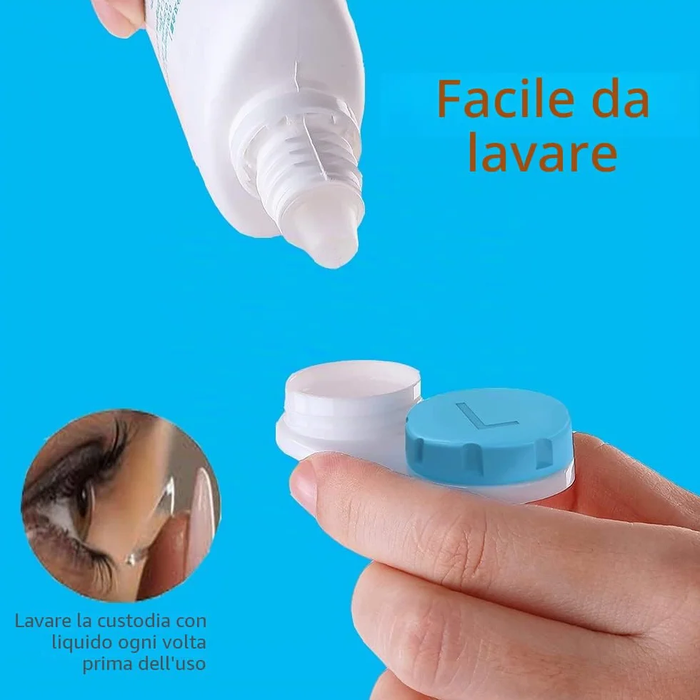 Custodia per Lenti a Contatto 6 Pezzi, Scatola Porta Lenti con Tappi Sinistro/Destro