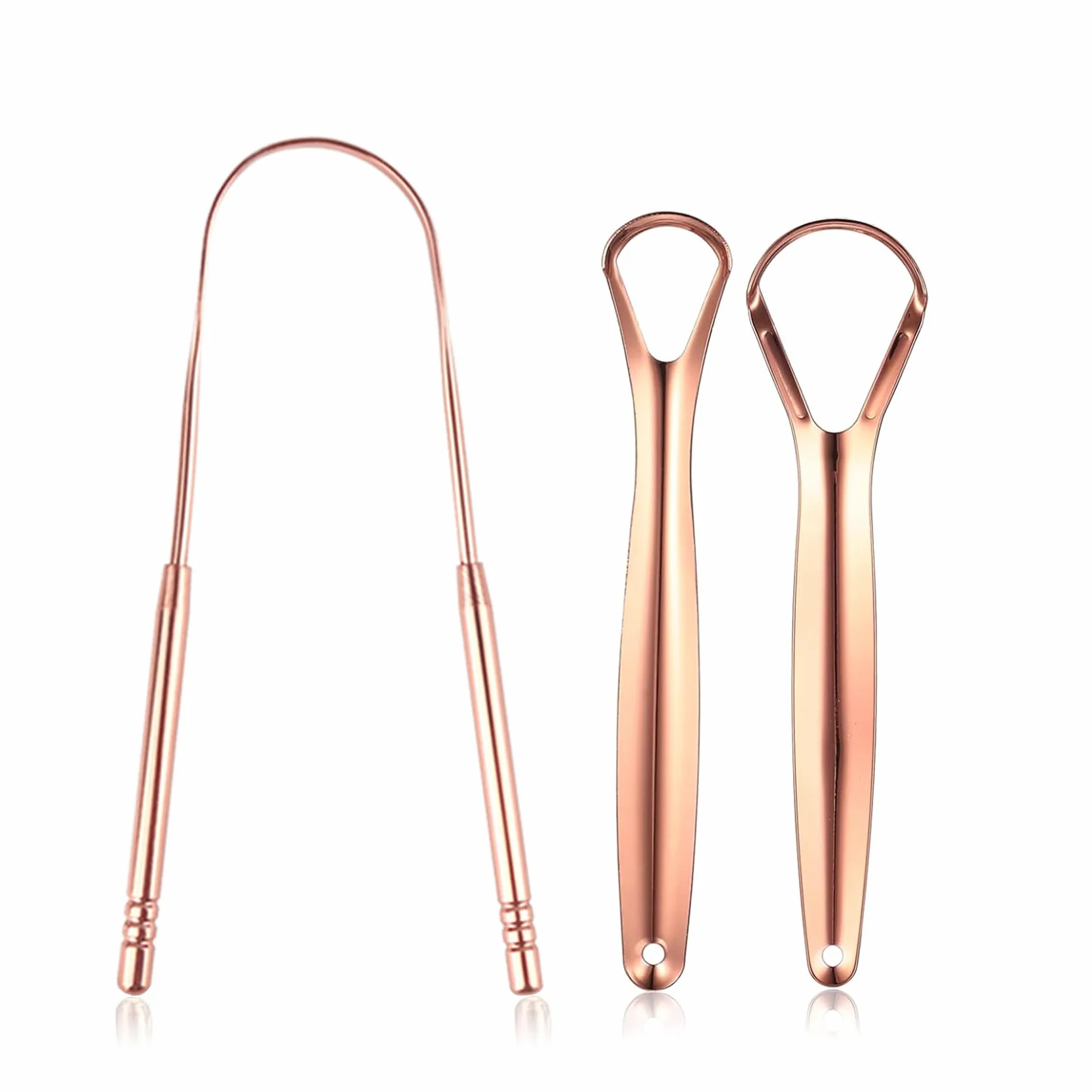 Raschietti per Lingua Riutilizzabili 3 Pezzi, Pulisci Lingua per la Pulizia Della Bocca (Oro Rosa)