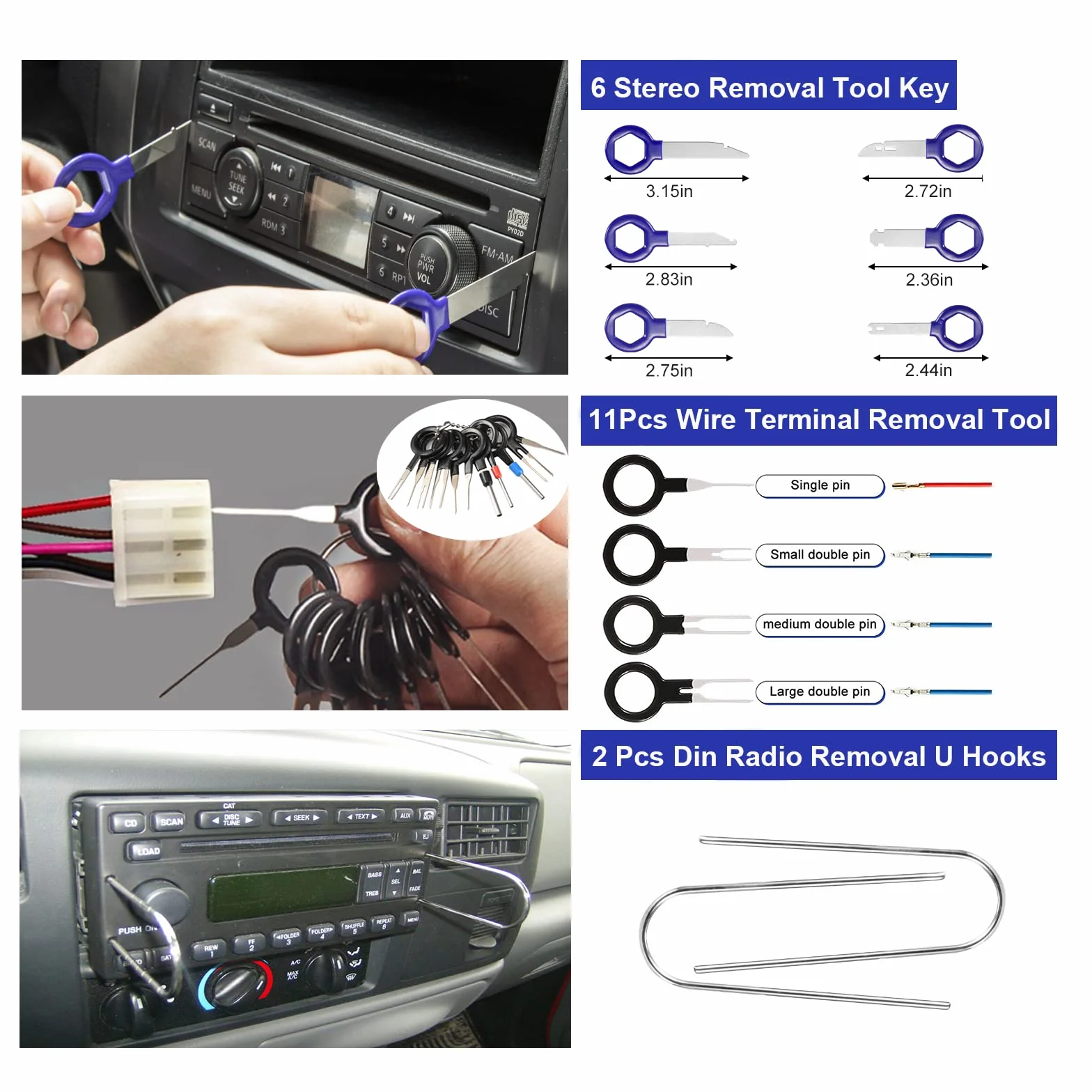 Strumenti di rimozione Auto, 250 Kit di Smontaggio per Riparazioni Auto Strumento Rimozione del Pannello Veicolo Rimozione Cunei Trim Interno Strumento Leva, Radio Cruscotto Porta (Blu)