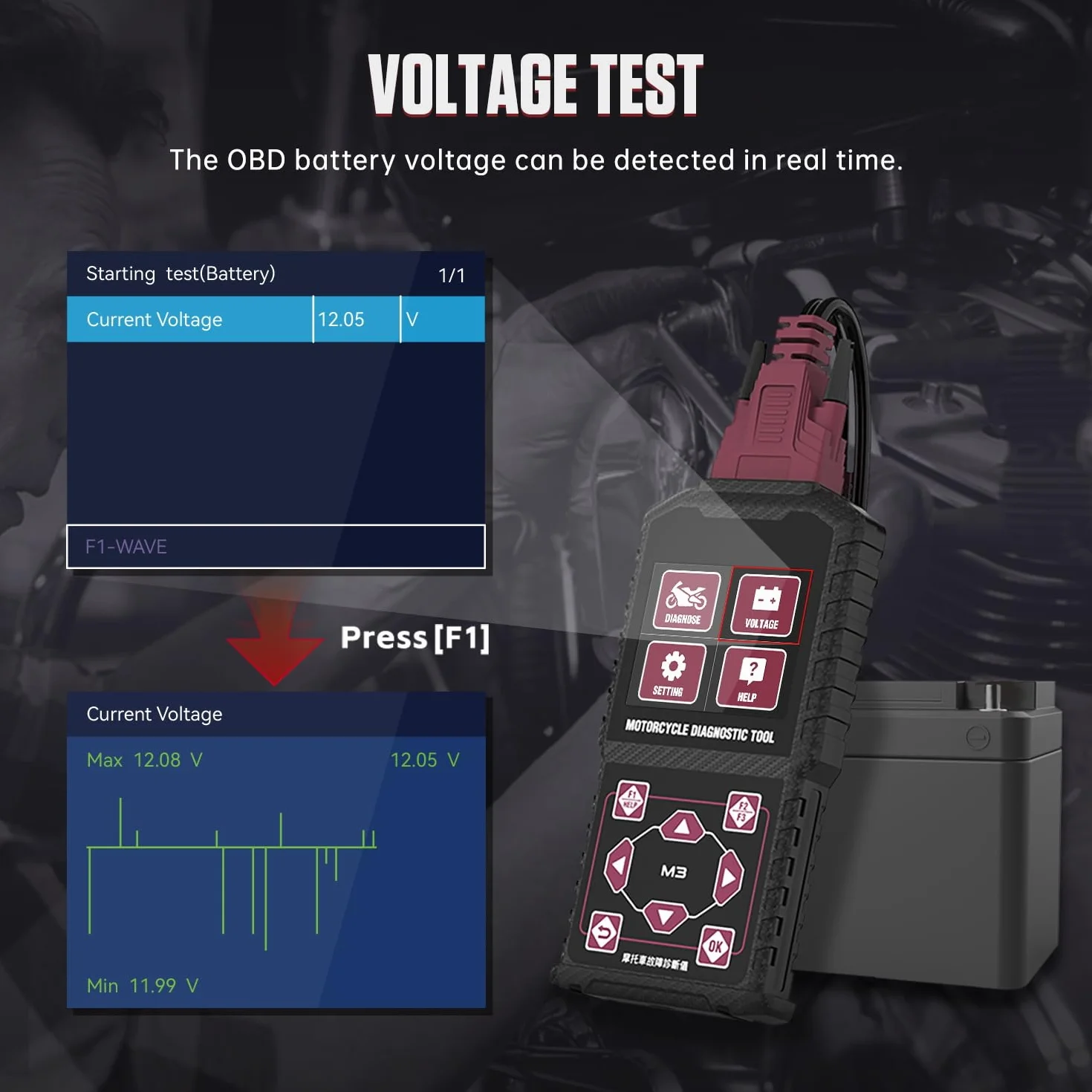M3-A Moto Diagnostica Scanner Codice OBDII per HONDA YAMAHA KAWASAKI