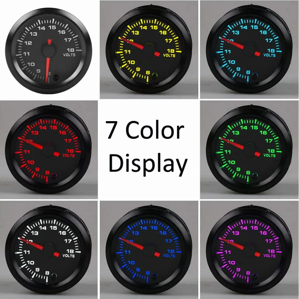 ETOPARS 52mm 2" Motore Auto Kit Calibro di Tensione Volt Puntatore Indicatore Luminoso a LED 7 Colori