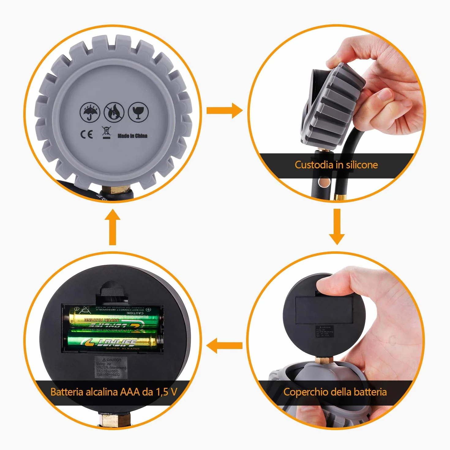 Oasser Manometro Pressione Gomme Professionale, Manometro Digitale, Pistola Gonfiaggio Pneumatici 255 PSI Alta Precisione con Luce a LED e Schermo LCD per Auto, SUV, Camion, Moto e Biciclette