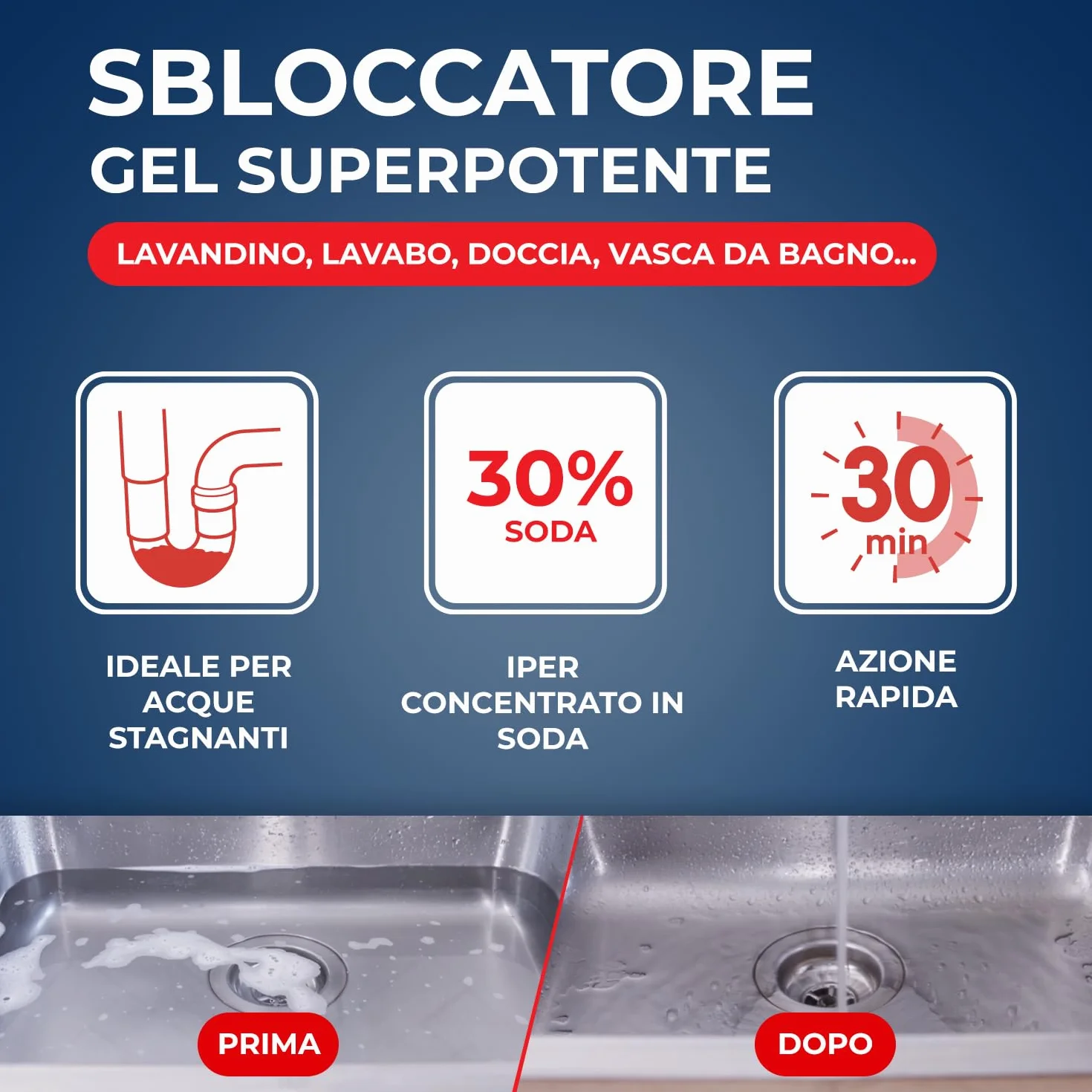 STARWAX Sturalavandino Gel Superpotente 1L - Soda Caustica 30% - Sblocco Tubi