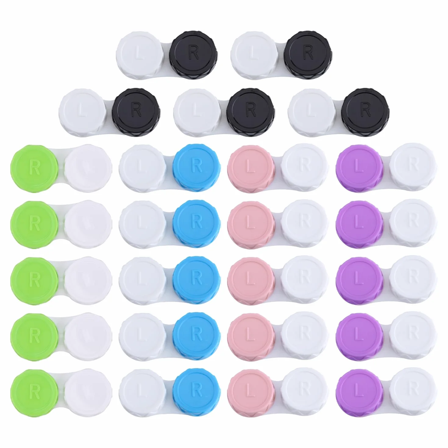 Contenitori per Lenti a Contatto Portatili 25 Pezzi (Blu, Nero, Rosa, Verde, Viola)