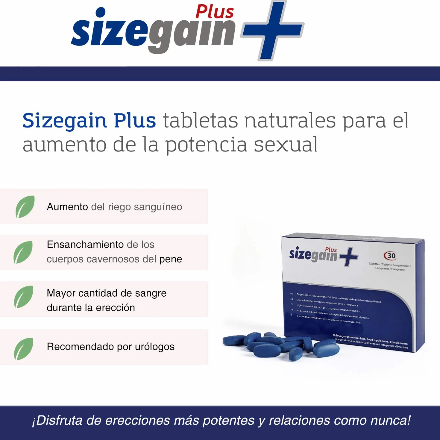 SizeGain Plus Pillole per Allungamento del Pene