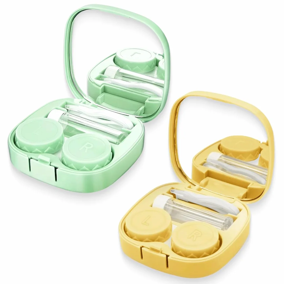 Custodia per lenti a contatto portatile con specchio Set da viaggio 2 Pezzi