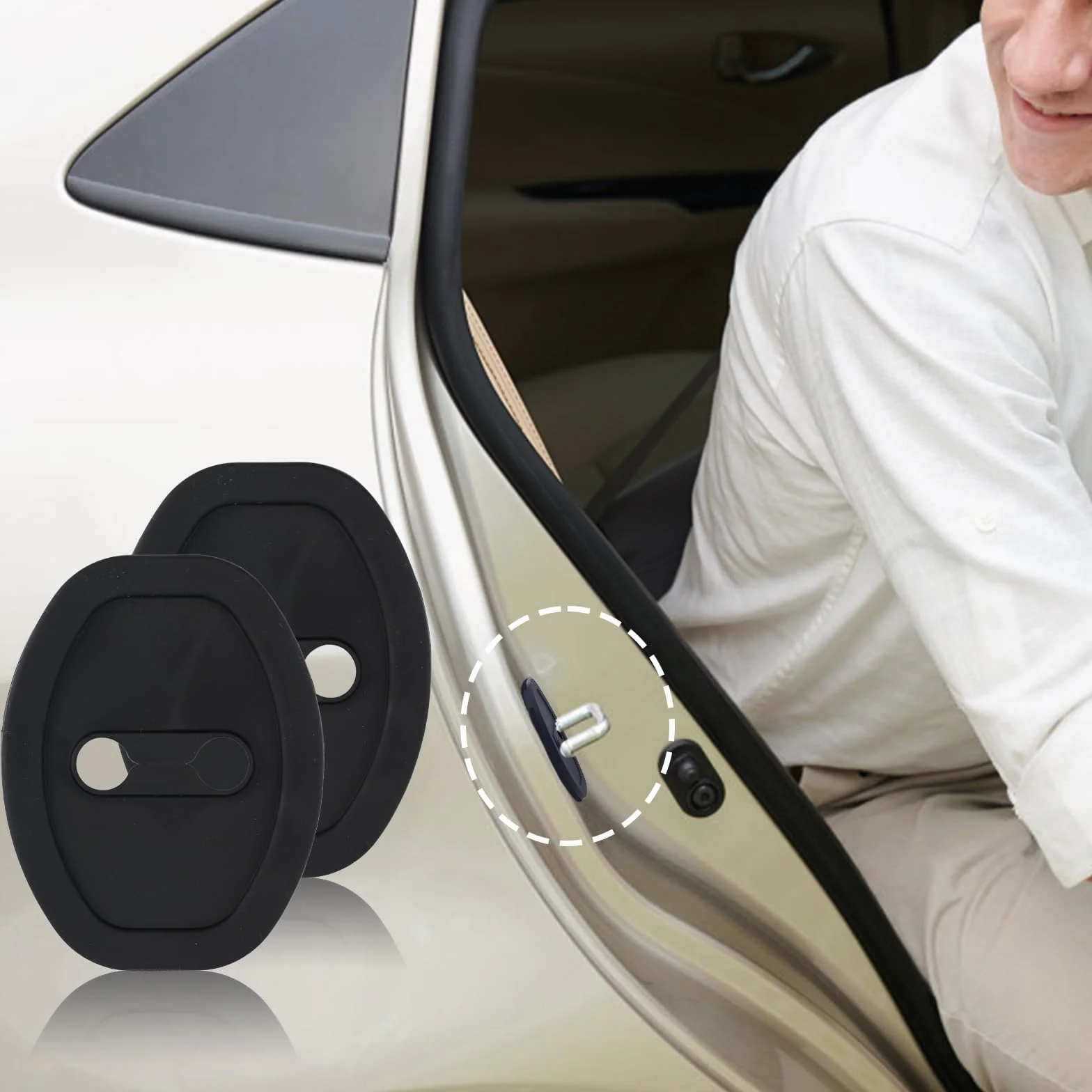 BOXOB 8pz Protezione Serratura Porta Auto, Copri-Protezione Serratura Portiera Auto Silicone Spesso Assorbimento Silenzioso degli Riduzione Rumore Accessori Universali Maggior Parte Veicoli(Nero)