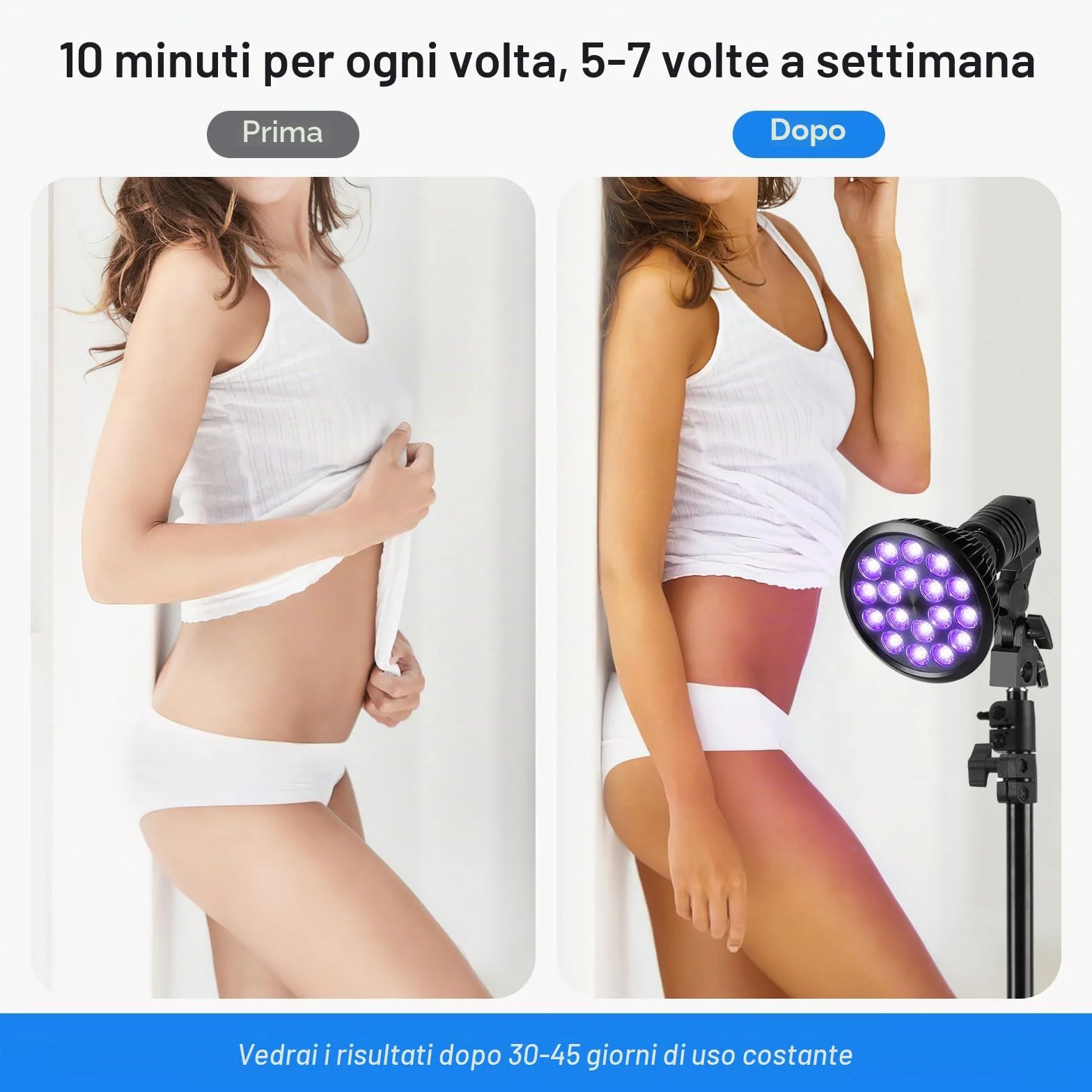 Lampada Abbronzante Viso e Corpo 54W 395nm con Supporto Regolabile Occhiali