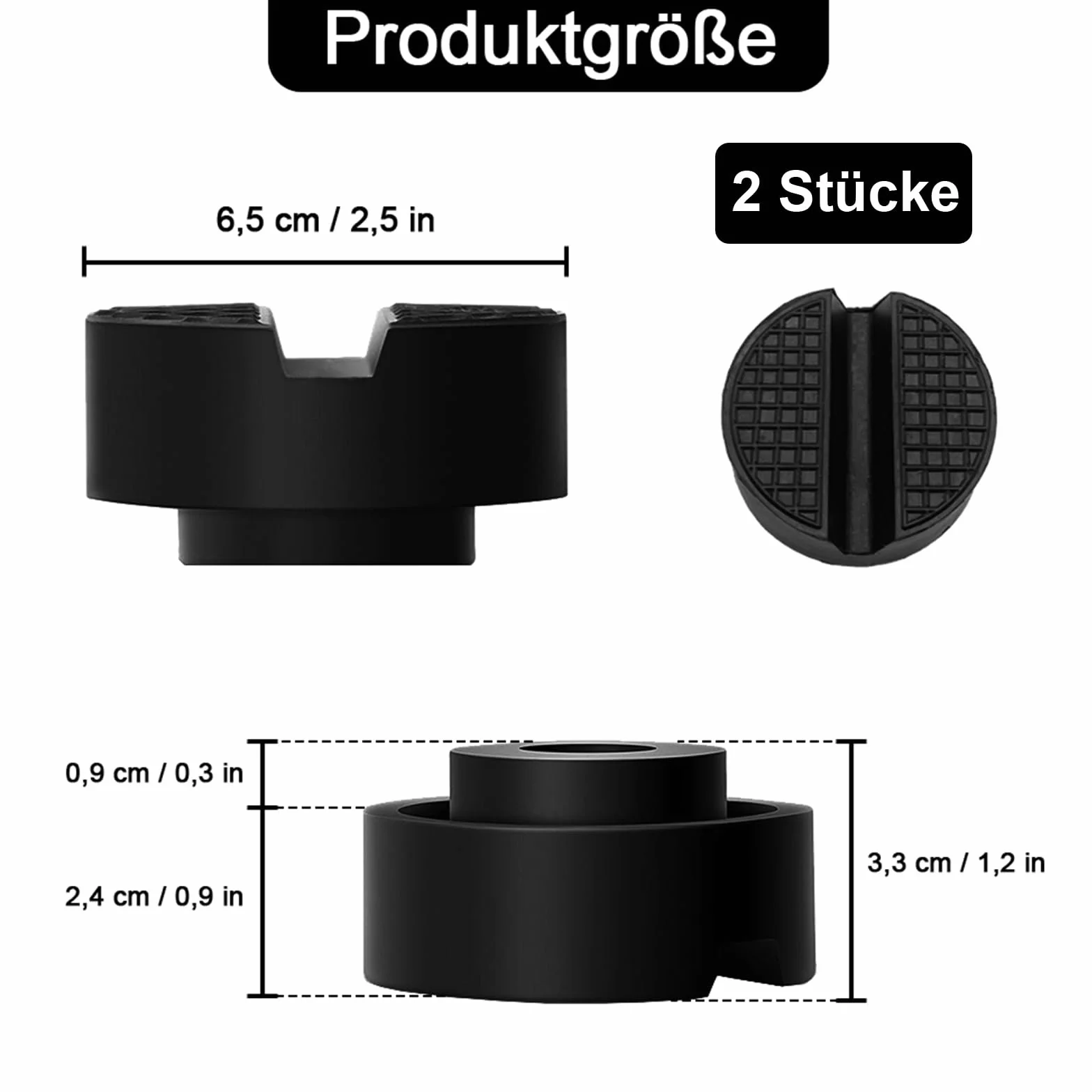 Tappetino per Jack per Auto, 2 Pezzi Tampone in Gomma per Cric, Universale, Nero