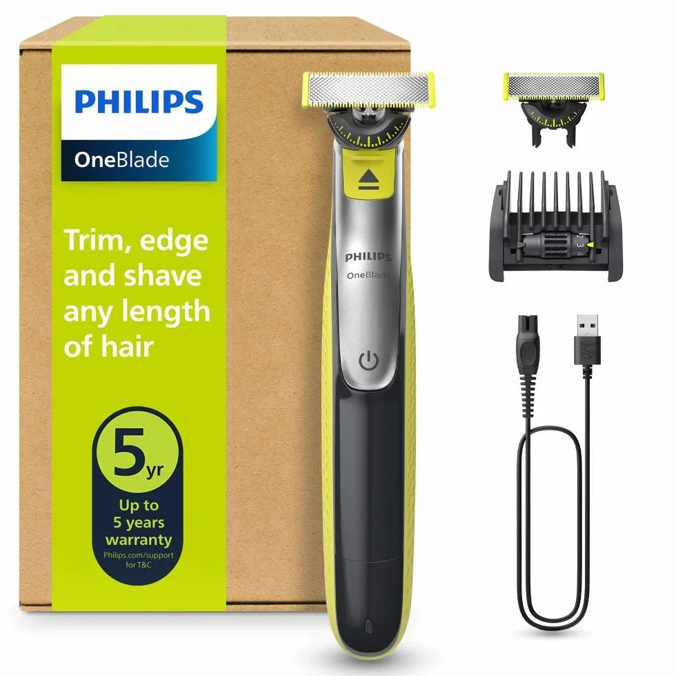 Philips OneBlade 360 Face, Regolabarba e Rasoio Elettrico, Lama 360, 2 Lame 360, Pettine Regolabile 5 in 1 QP2734/30