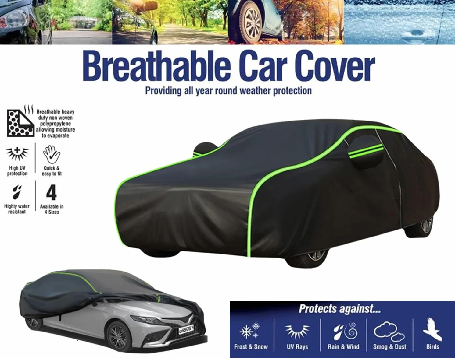 Telo Copriauto per Jeep Avenger, Copertura Auto Esterno Impermeabile Traspirante, Telo Macchina Invernale Antineve vento Completa Protezione Auto Accessori