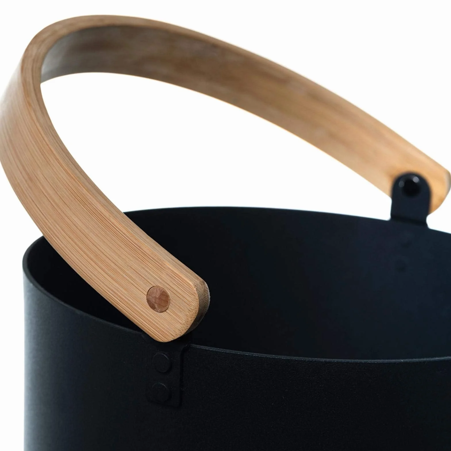 Sauna in Alluminio 7 l Nero con Manico Lungo e Cucchiaio in Legno