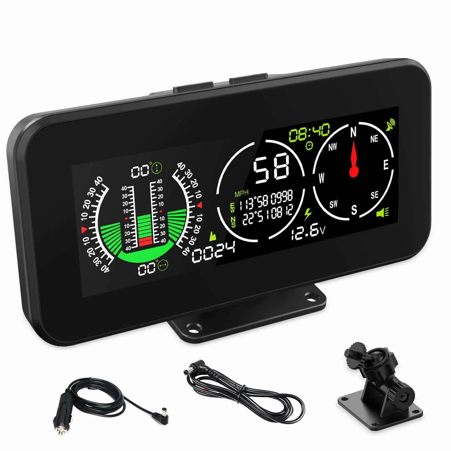 BELEY Inclinometro Digitale per Auto con GPS, Velocità in Tempo Reale, Bussola LCD HD